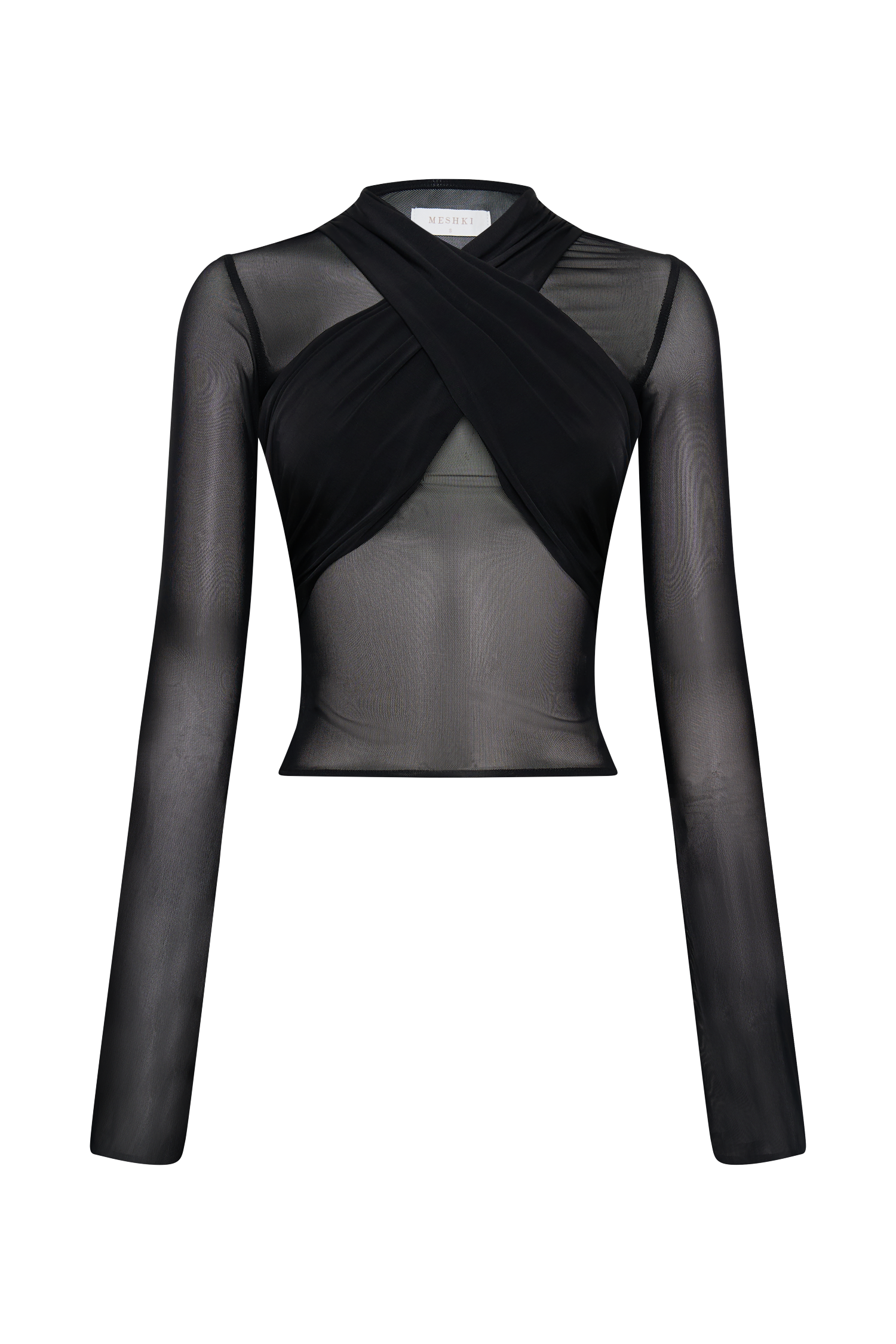 Tania Slinky And Mesh Long Sleeve Top - Black、mySite、solidvoid