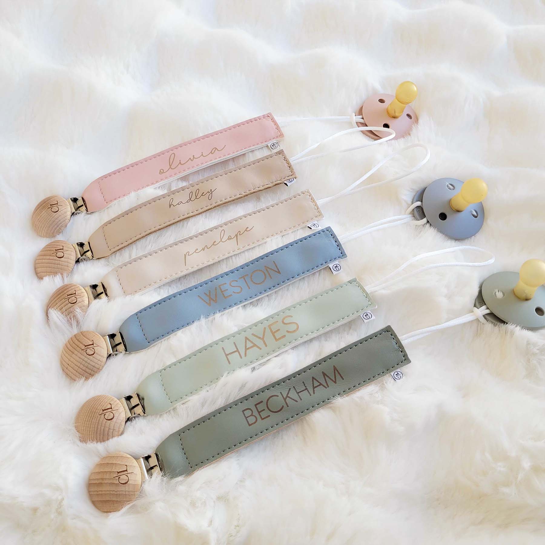  Personalized Leather Pacifier Clip | All Colors、mySite、layawaytickets