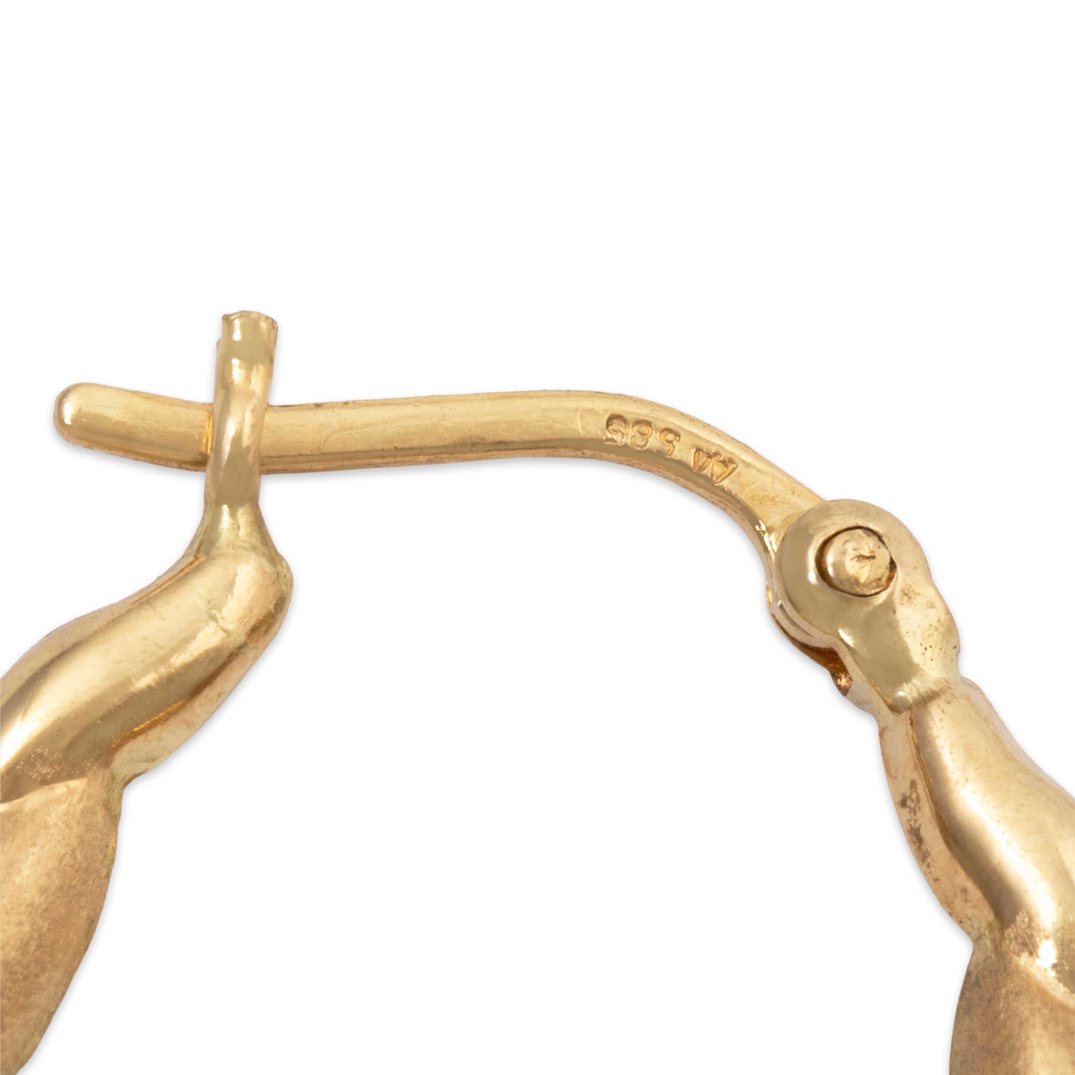 Vintage 14k Yellow Gold Puffy Dual-Texture Twists Hoop Earrings、mySite、hinf8tx79