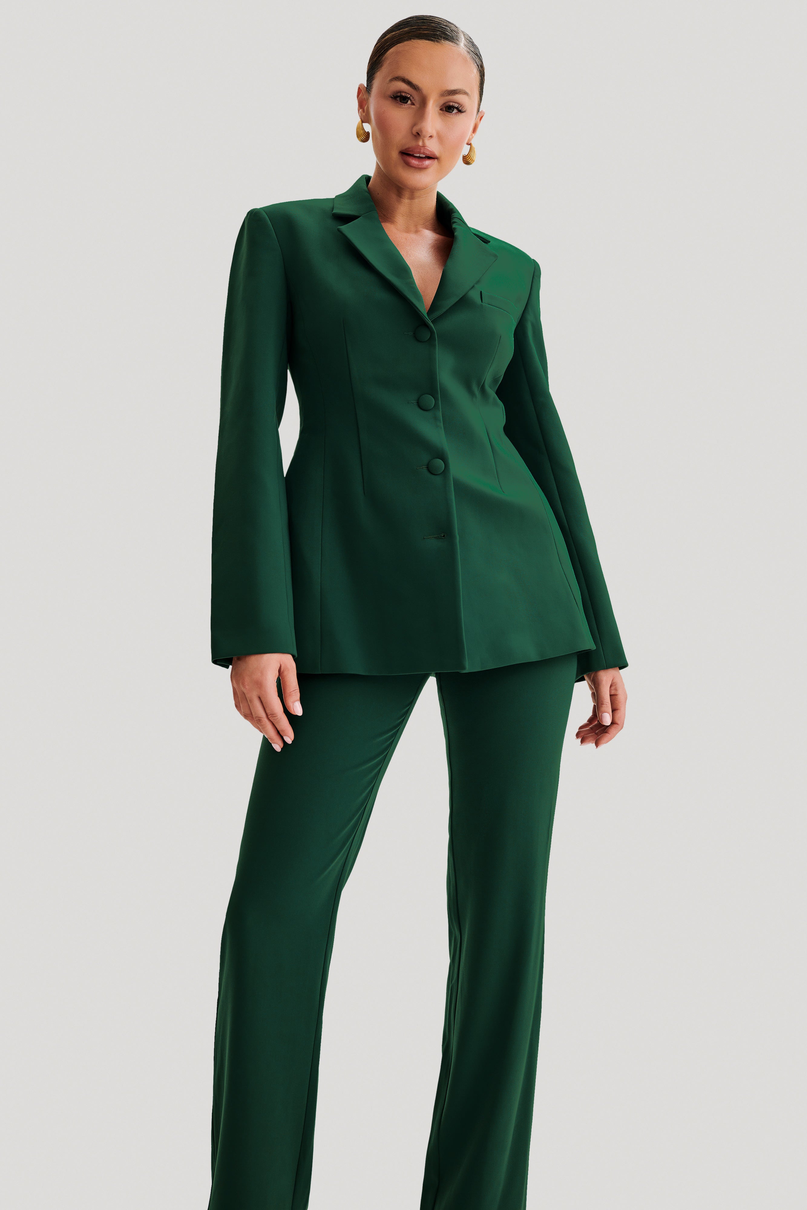 Greer Hourglass Suiting Blazer - Forest Green、mySite、solidvoid