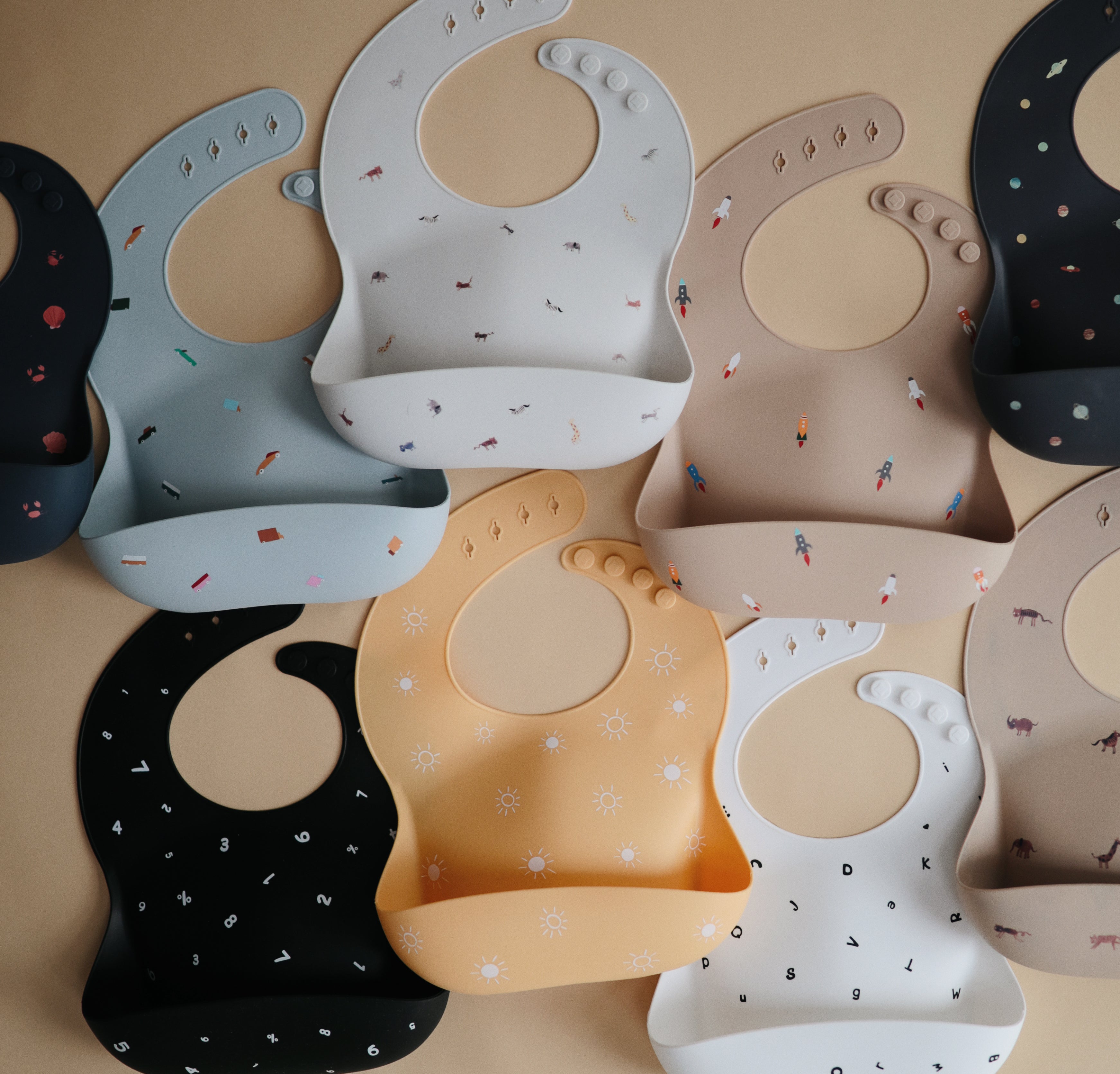 Silicone Baby Bib - Rocket Ship、mySite、g9winljtr