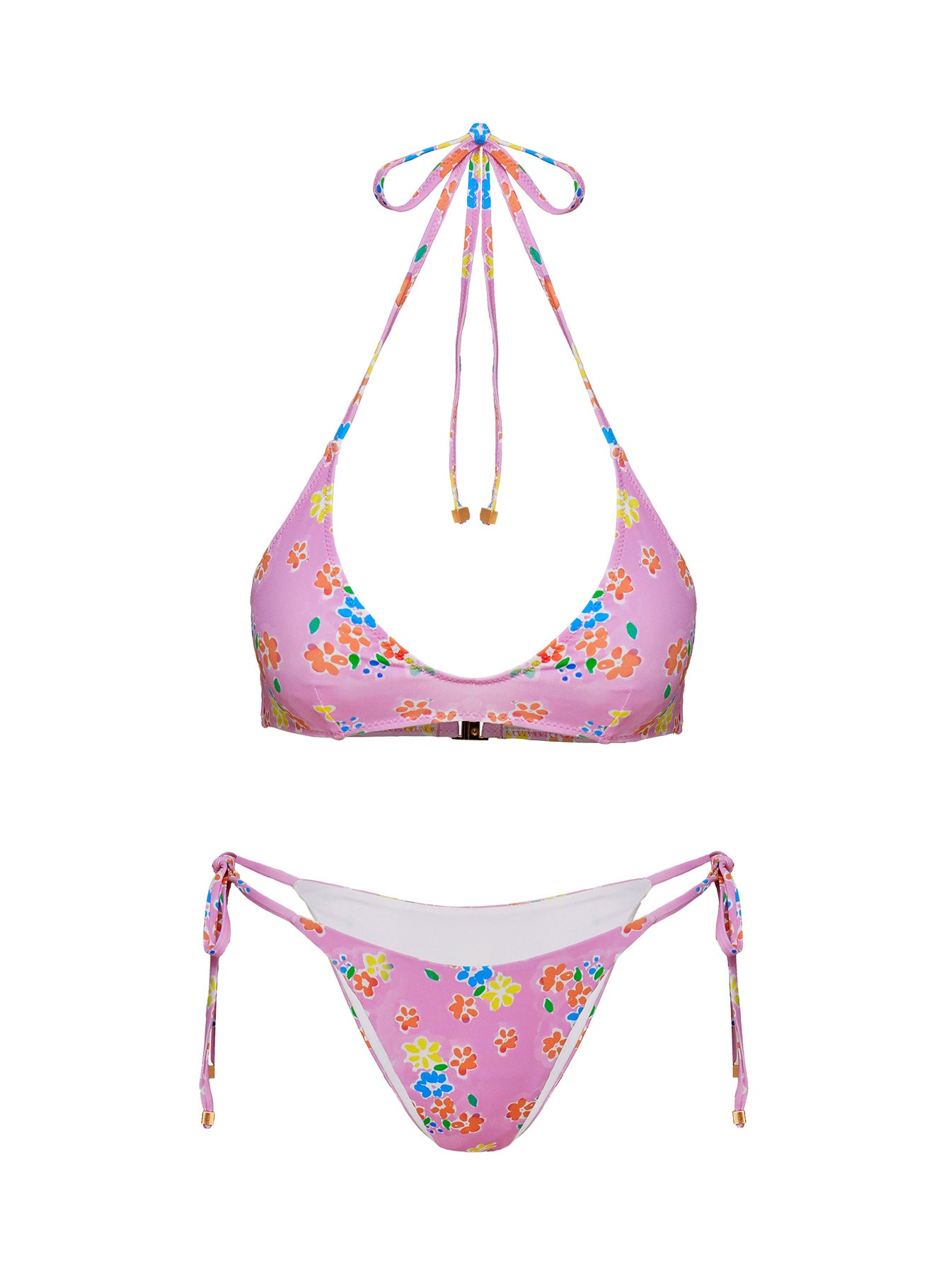Athia Halter Shine Bikini Top Pink Floral、mySite、solidvoid
