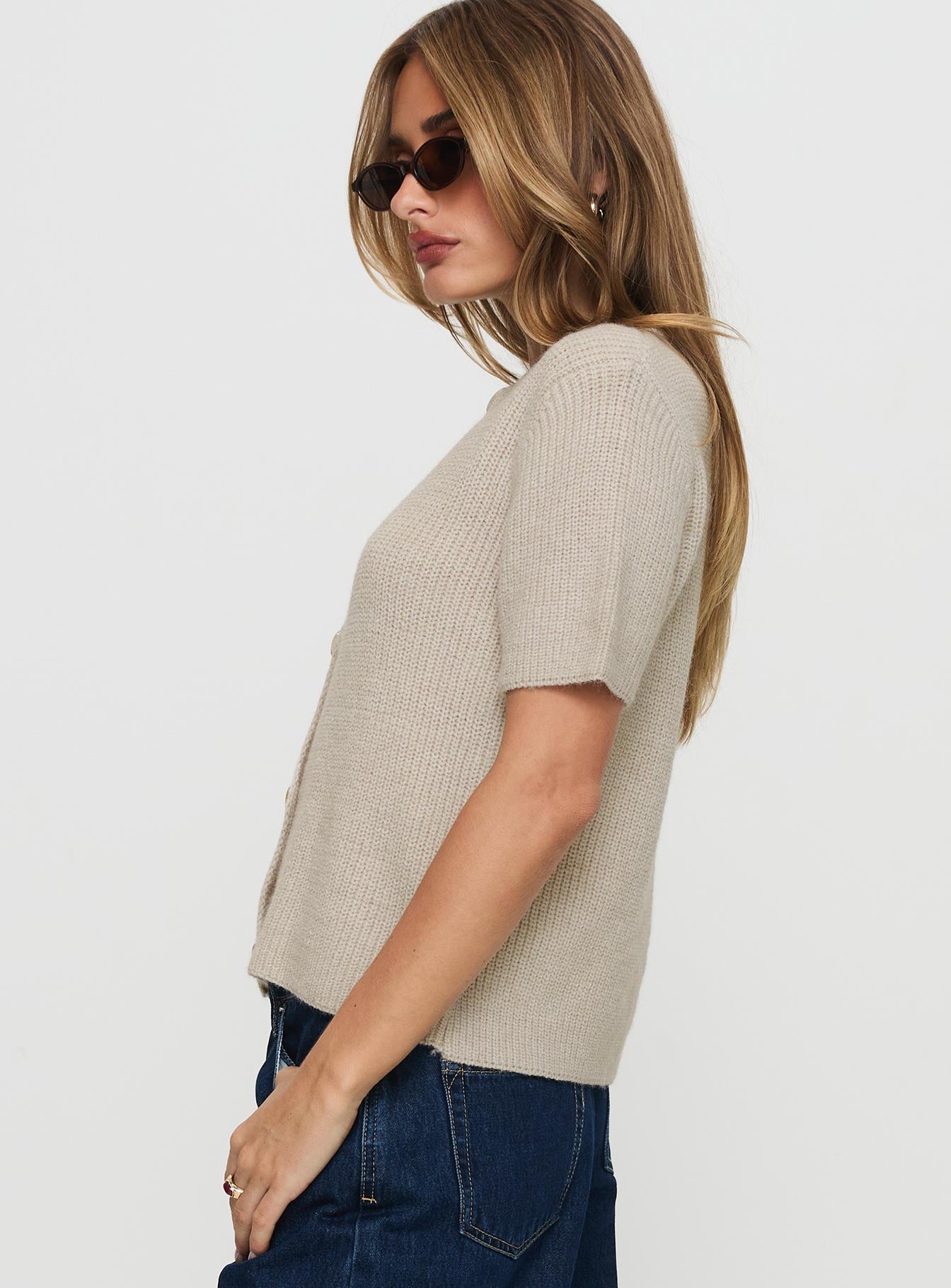 Wait A Lifetime Short Sleeve Cardigan Beige、mySite、solidvoid