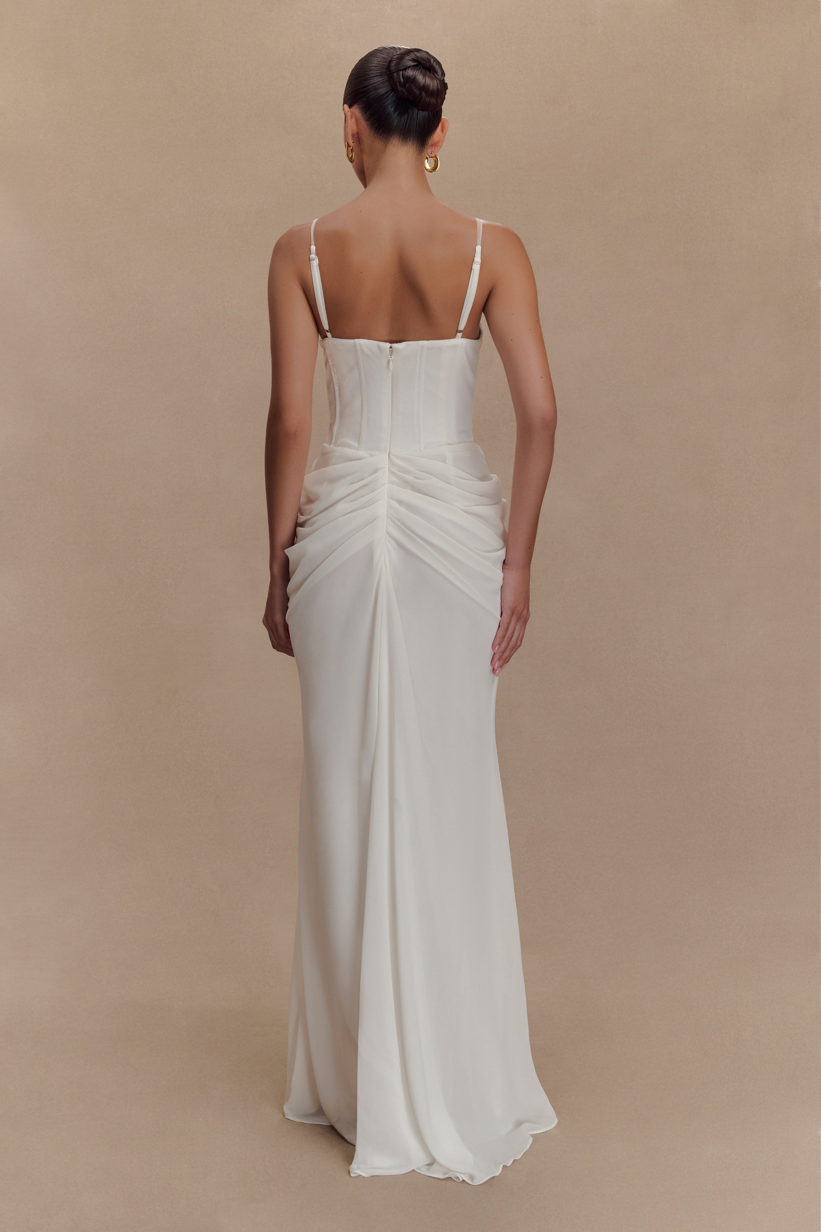 Roxanne Velvet Corset Maxi Dress - White、mySite、solidvoid