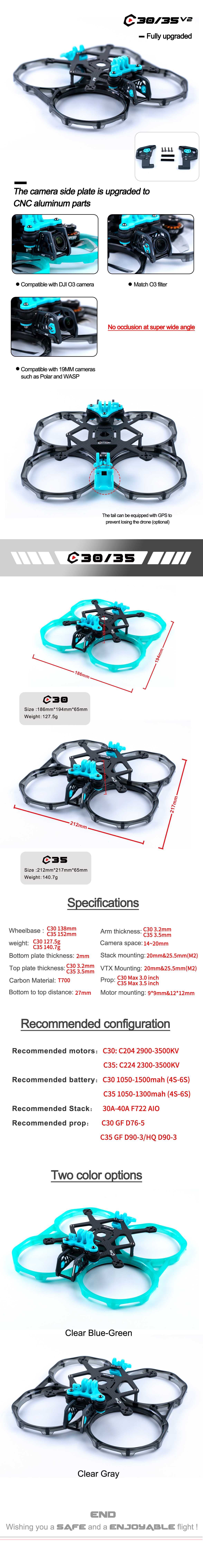 Axisflying cineon C35 V2 / 3.5inch indoor cinewhoop / cinematic shooting frame kit - GPS TPU C35 frame kit cinematic drone,cinewhoop drone,longrange drone,freestyle drone,fpv drone,fpv quads,3.5