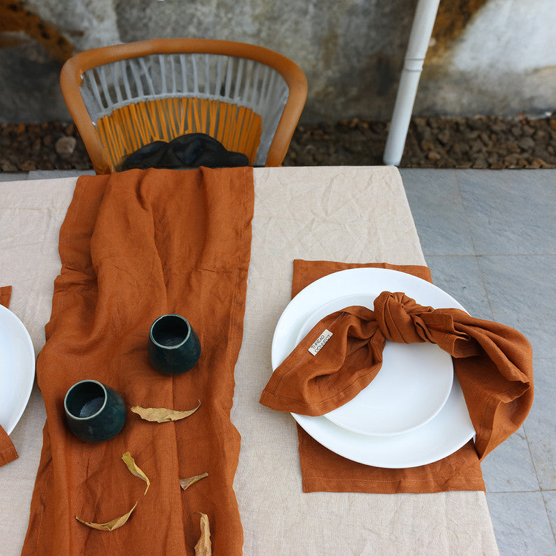 Pure Linen Table Mats | Set of 4 | Cinnamon Brown、mySite、camillekostekn