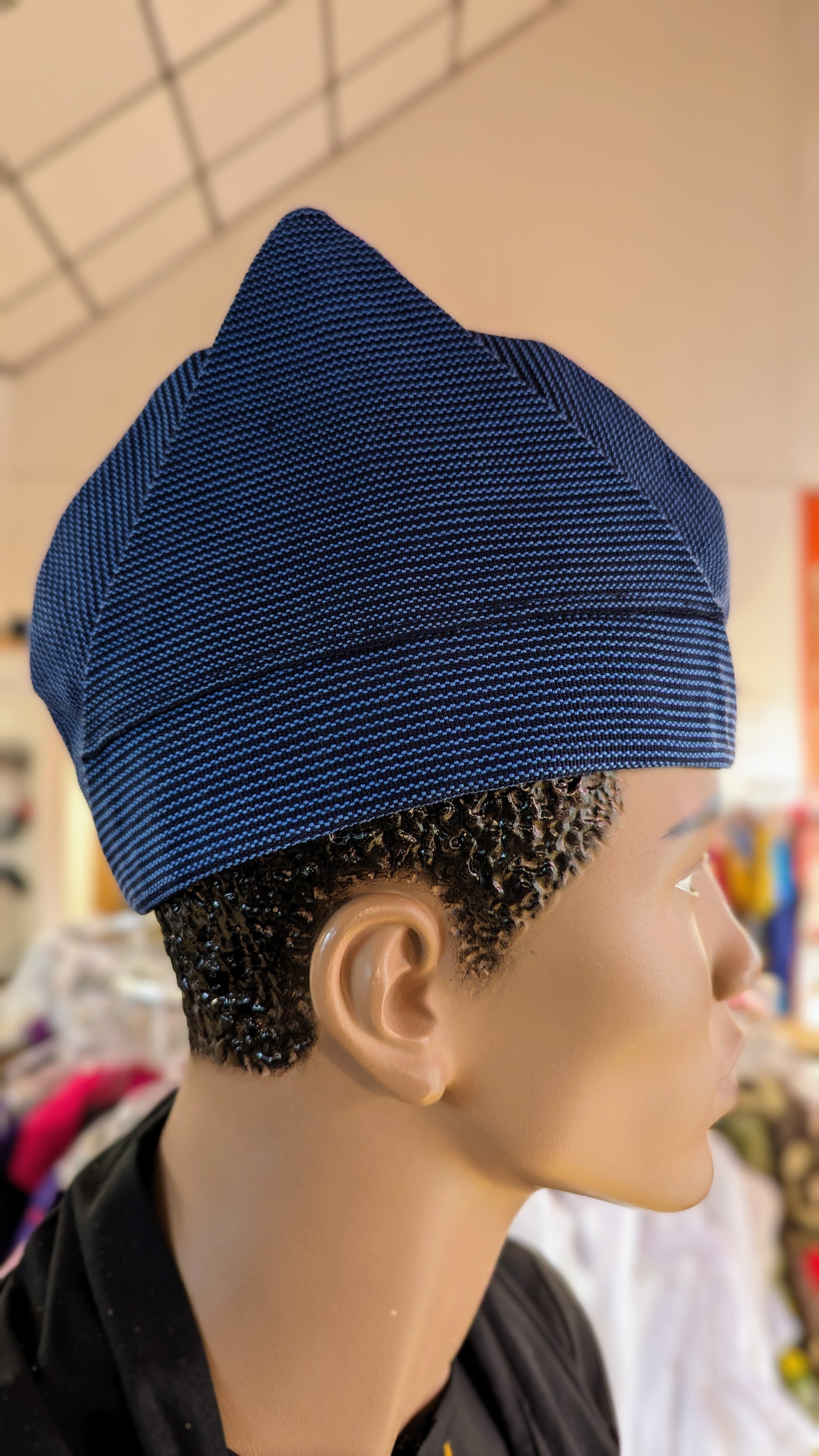 Dupsie's Blue Orin Aso Oke Abeti-Aja Kufi Cap Hat DPHSOB10、mySite、solidvoid
