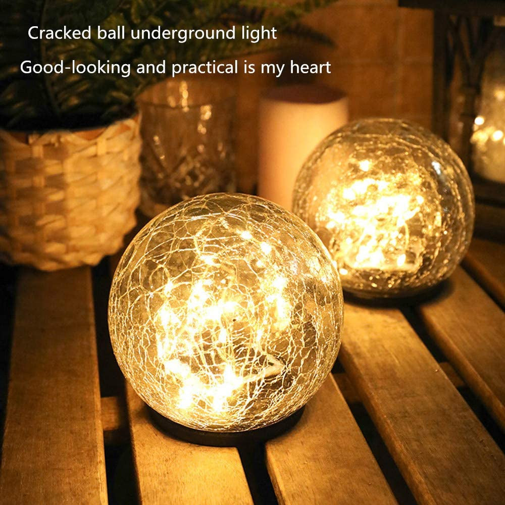 Cracked Glass Ball Outdoor Solar Light - Set of 2、mySite、camillekostekn