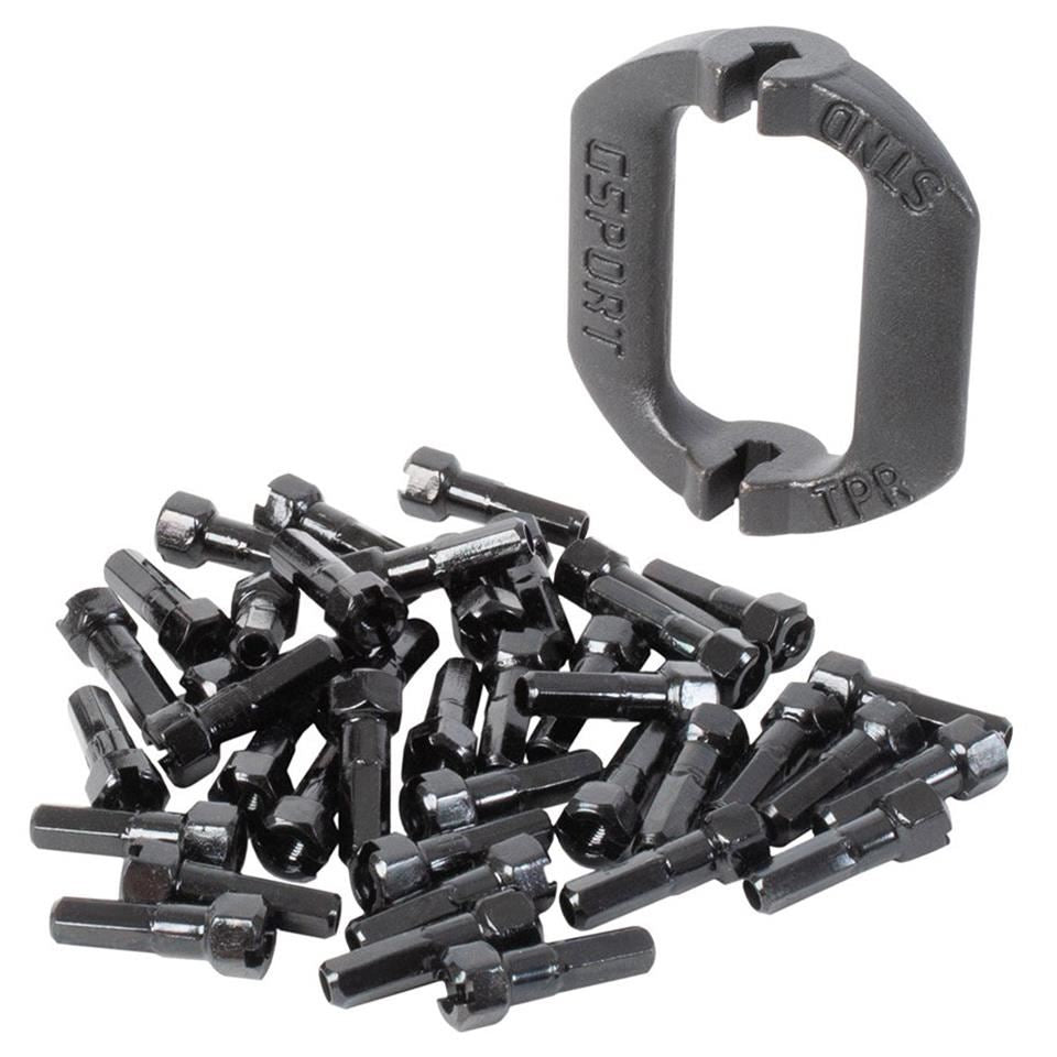 G-Sport Taper Hex Spoke Nipples & 2 In 1 Spoke Wrench - Black、mySite、merchandisen