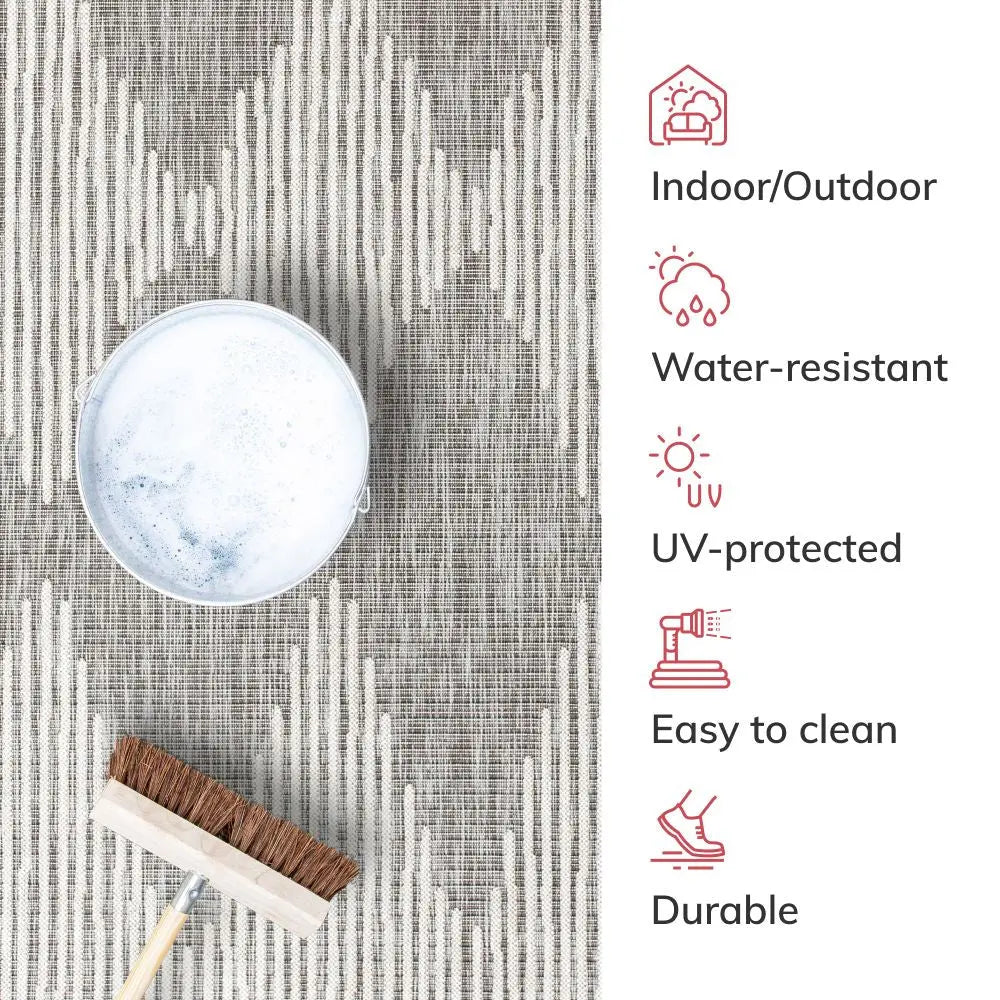 Kai Modern Chevron Pattern Grey 5'3 x 7'3 Flat-Weave Indoor/Outdoor Rug、mySite、gigharbornorthrealestate