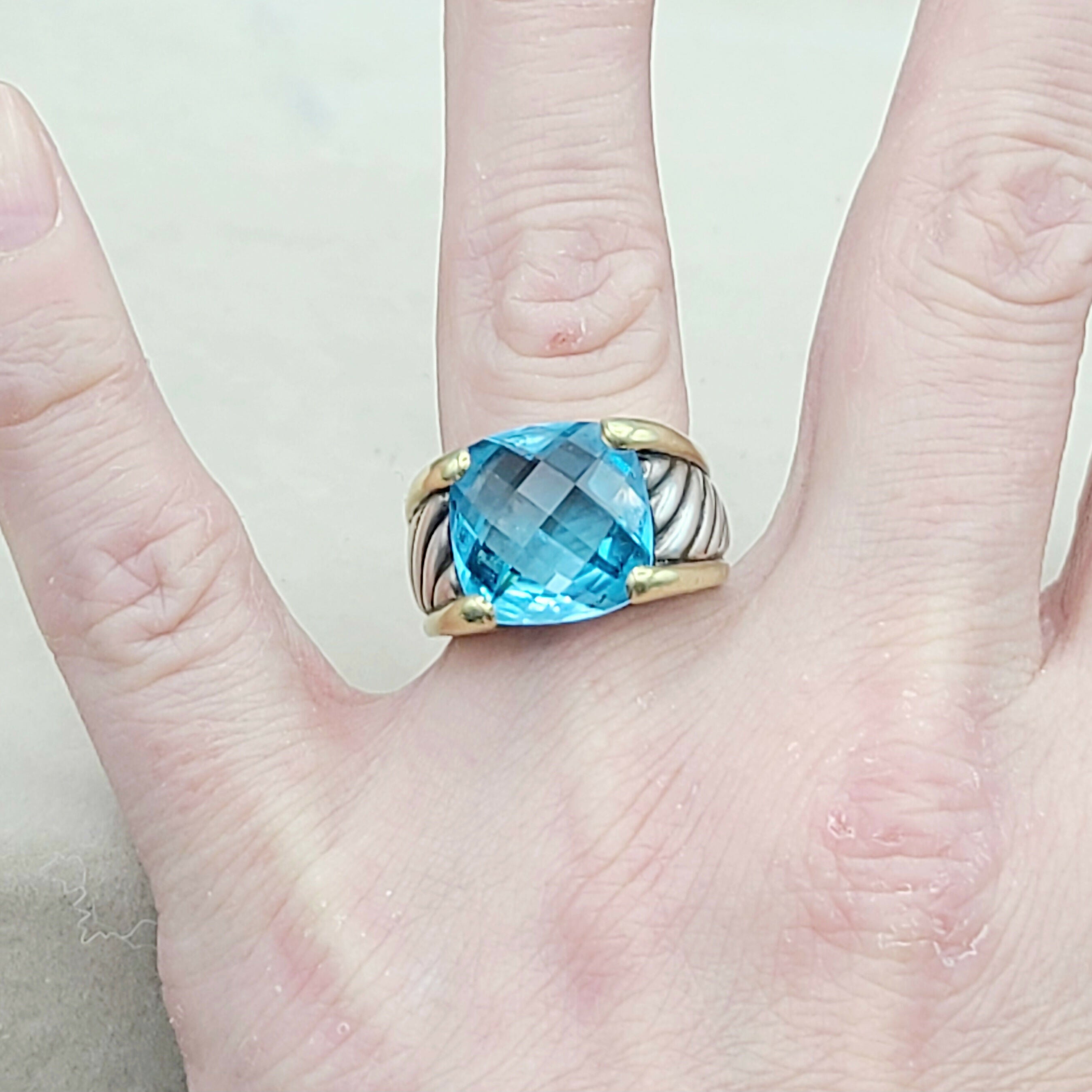 David Yurman Wide Sculpted Cable Ring Blue Topaz、mySite、hinf8tx79