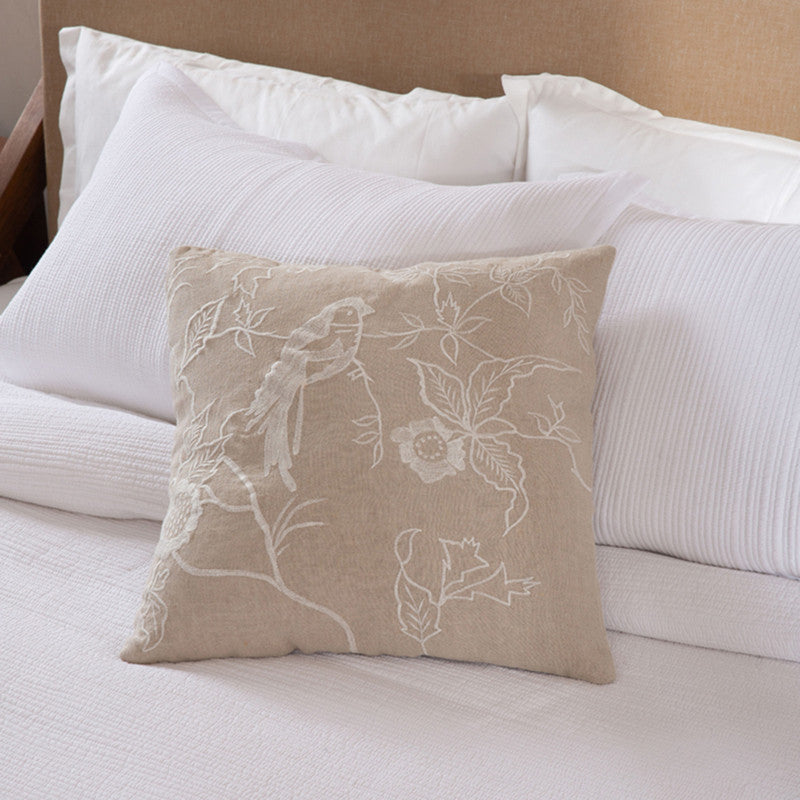 Linen Whispering Wings Cushion Cover | Beige | 45 x 45 cm、mySite、camillekostekn