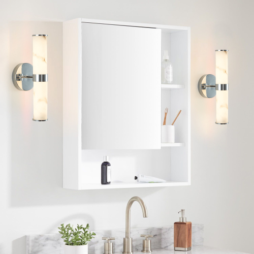 Resin Imitation Marble and Chrome Wall Sconce, Set of 2,Modern Vertical Light Fixture for Bathrooms, Hallways, and Bedrooms (Only Indoor)、、eastwooduniform