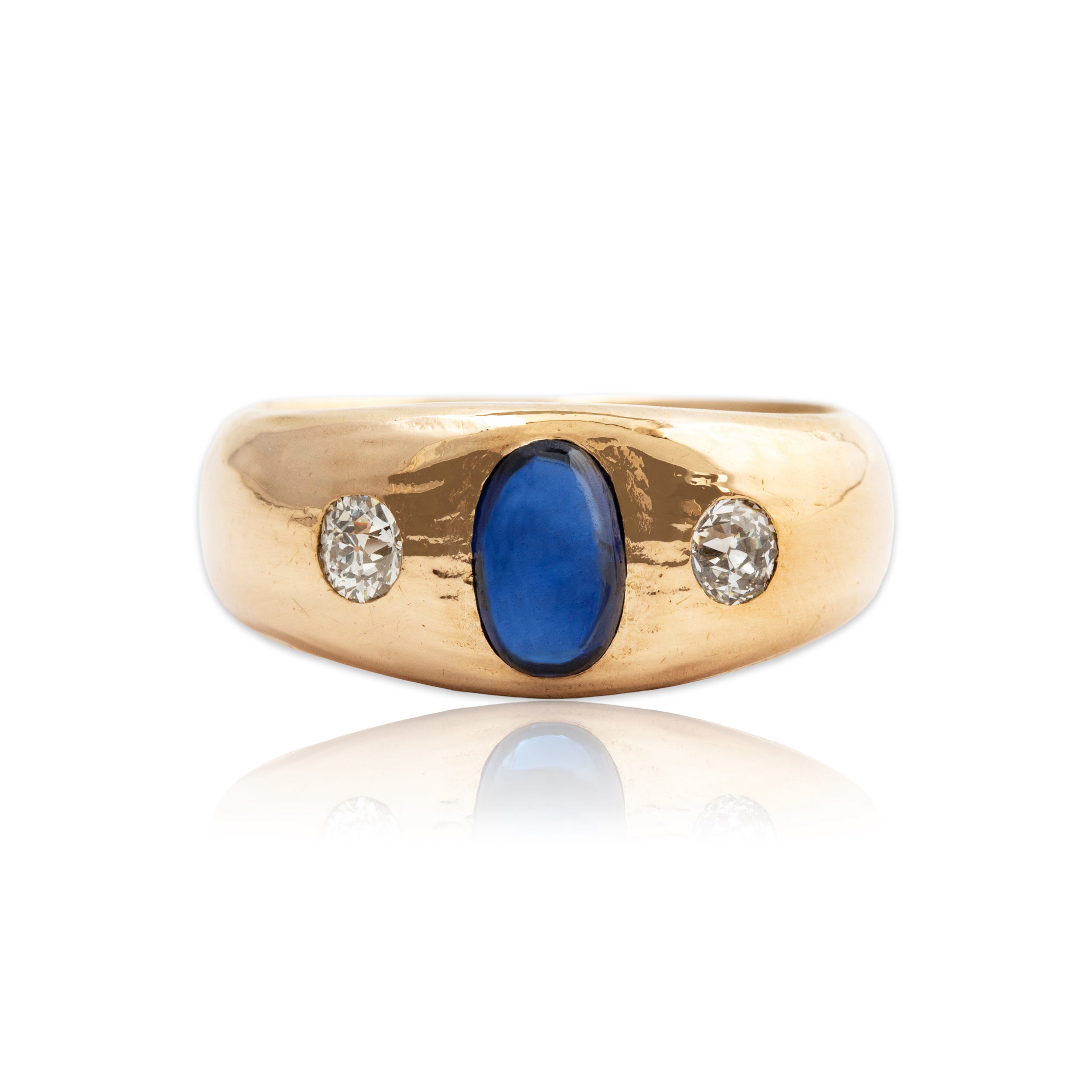 Vintage Heavy Craft 14k Yellow Gold 1.26ct Sapphire & Old Mine Diamond Ring 9.5、mySite、hinf8tx79