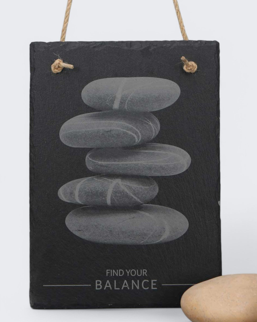 Find Your Balance Cairn Zen Rocks Slate Wall Hanging、mySite、topwebapps