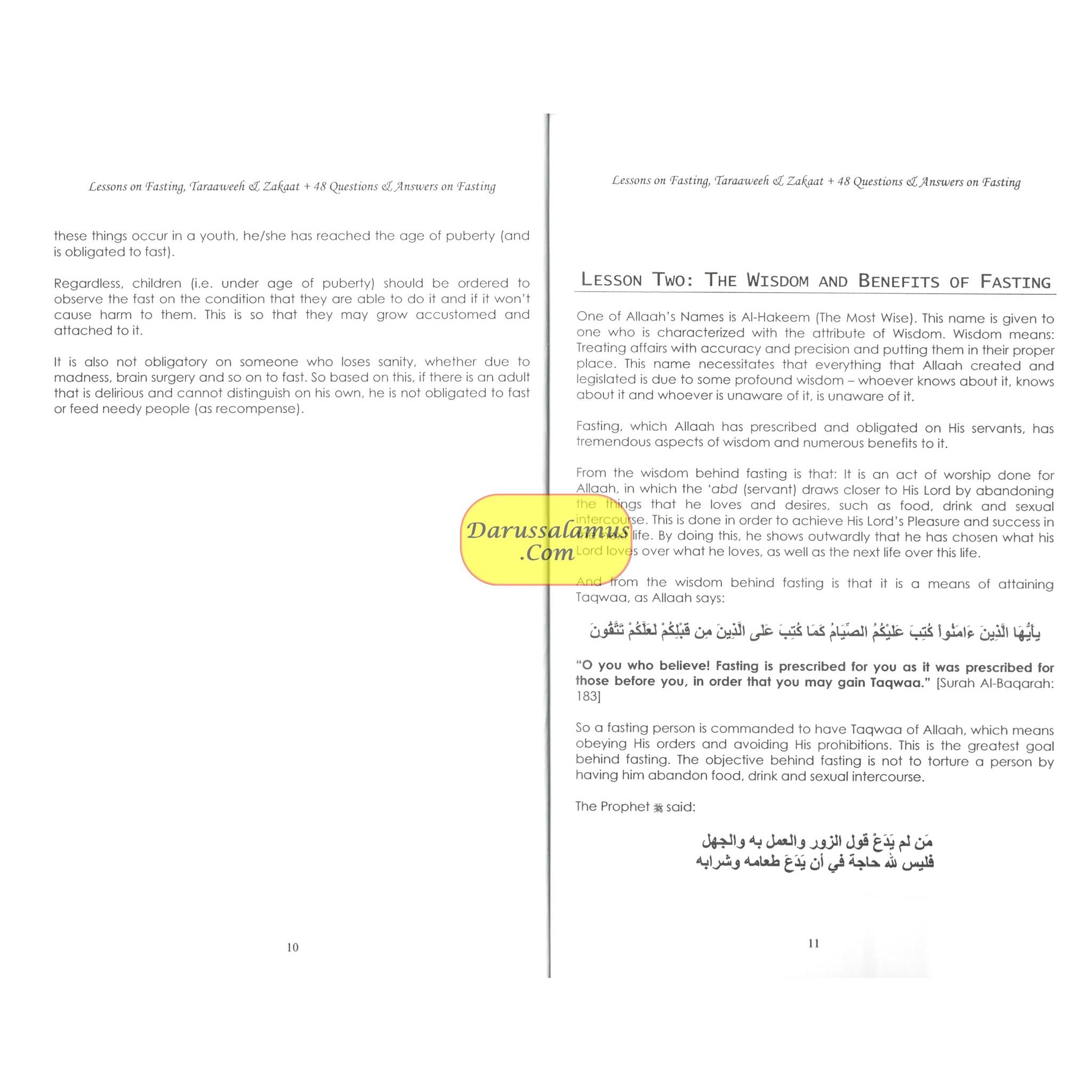 Lessons on Fasting, Taraaweeh & Zakaat With Forty Eight Questions & Answers on Fasting By Imaam Muhammad bin Saalih Al- Uthaimeen、mySite、topwebapps