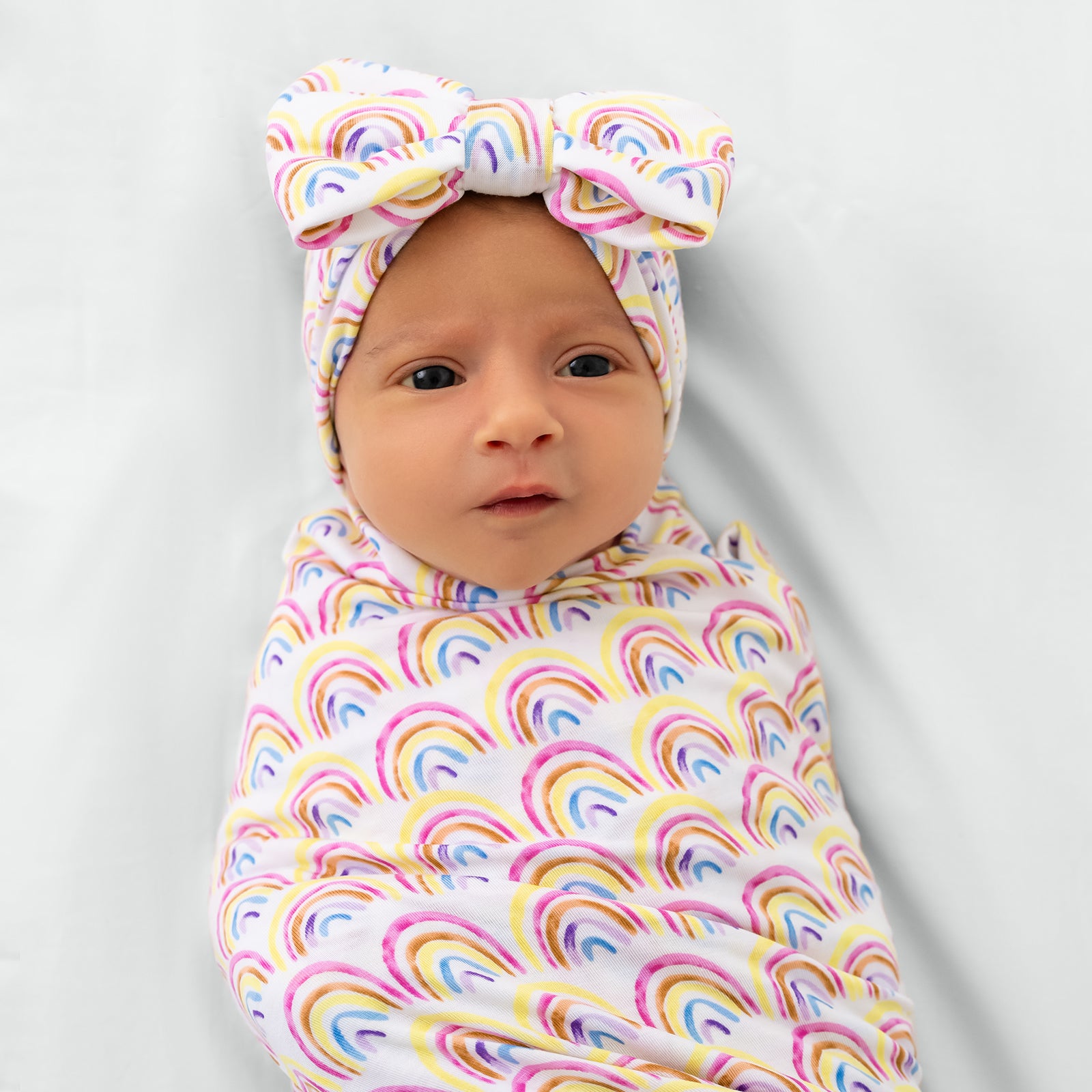  Pastel Rainbows Swaddle & Luxe Bow Headband Set、mySite、layawaytickets