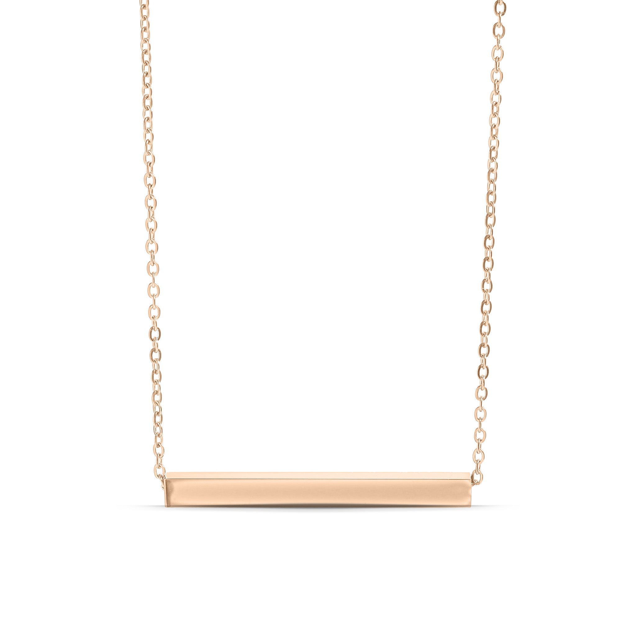 18K Gold PVD Stainless Steel Square 4 Sided Horizontal Blank Bar Necklace / SBB0301、mySite、dreamappss