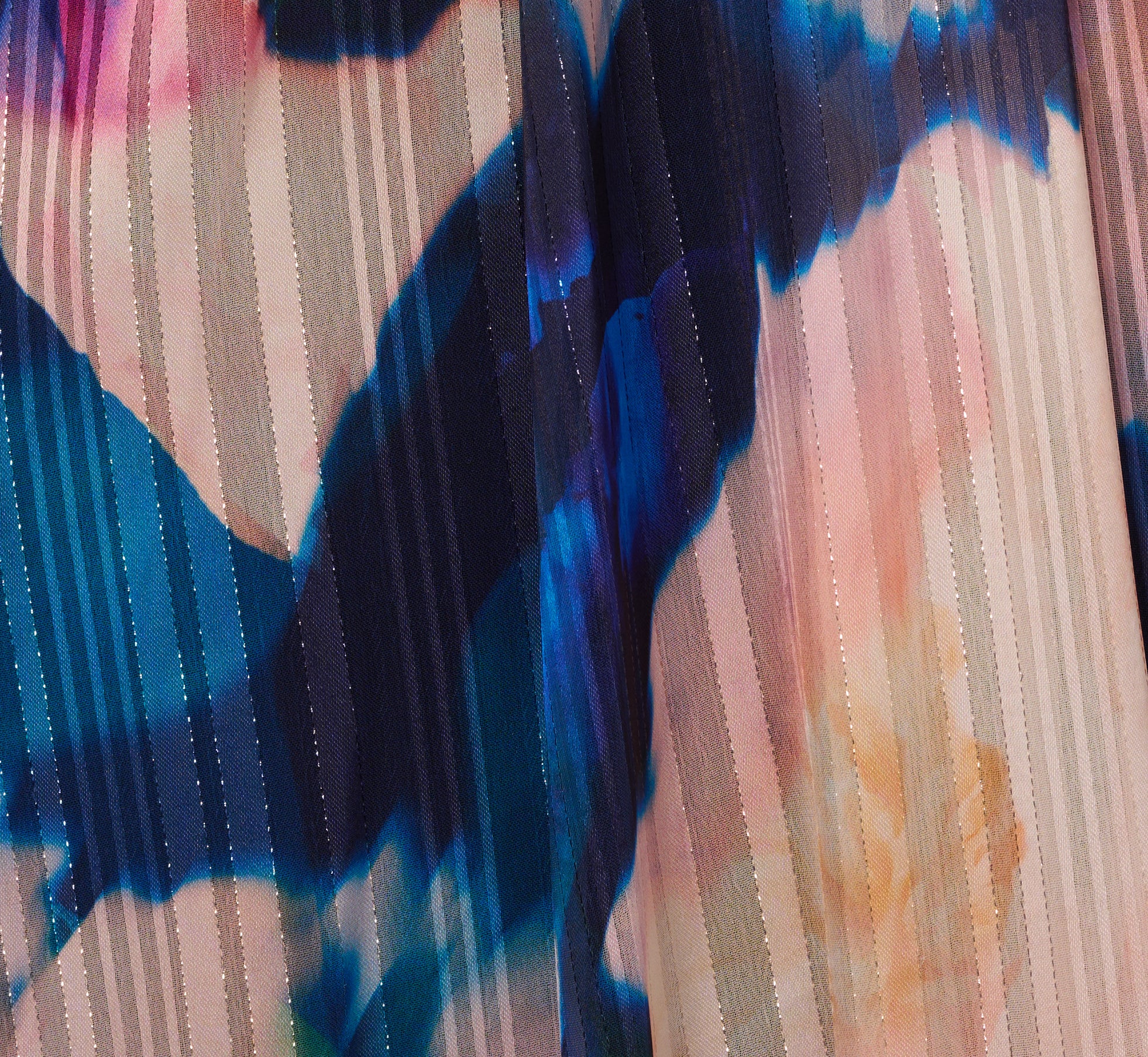 Floral Print Chiffon Gown With One Shoulder Neckline In Navy Blush、mySite、solidvoid