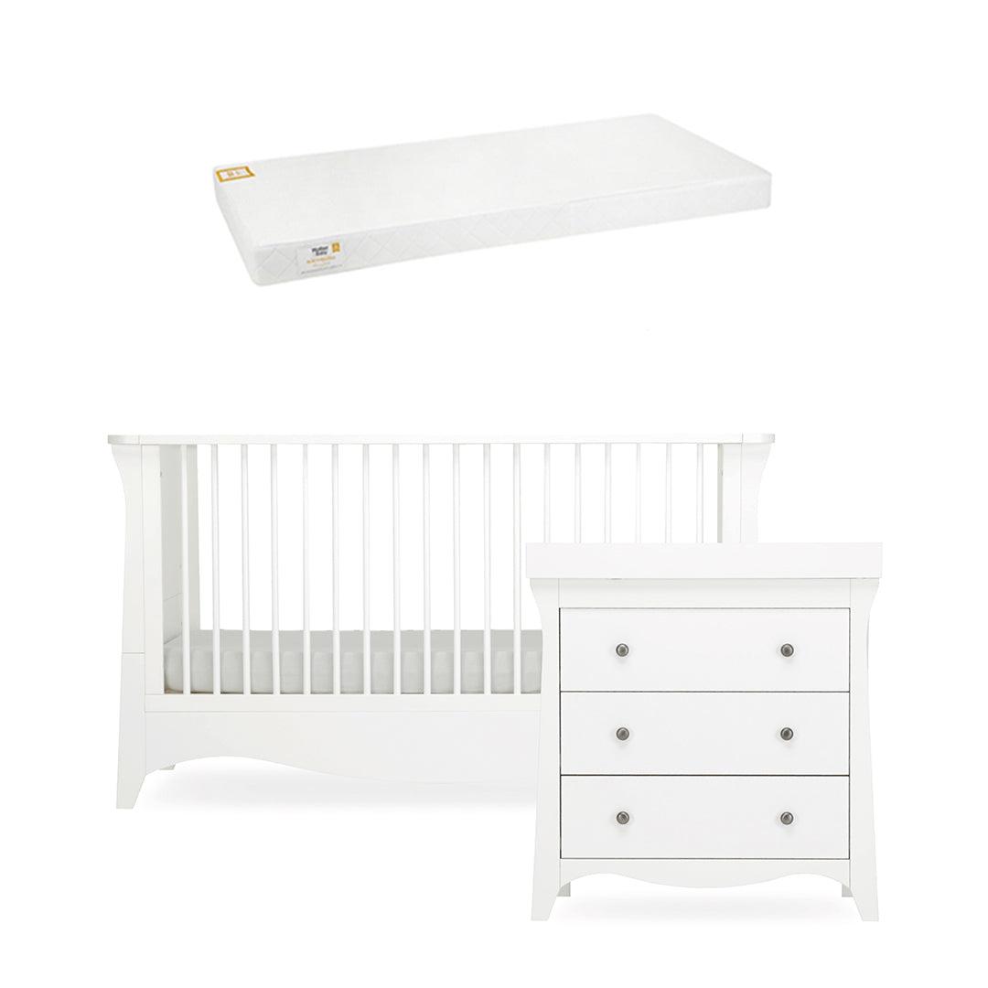  CuddleCo Clara 2 Piece Set 3-Drawer Dresser + Cot Bed - White、mySite、merchandisen