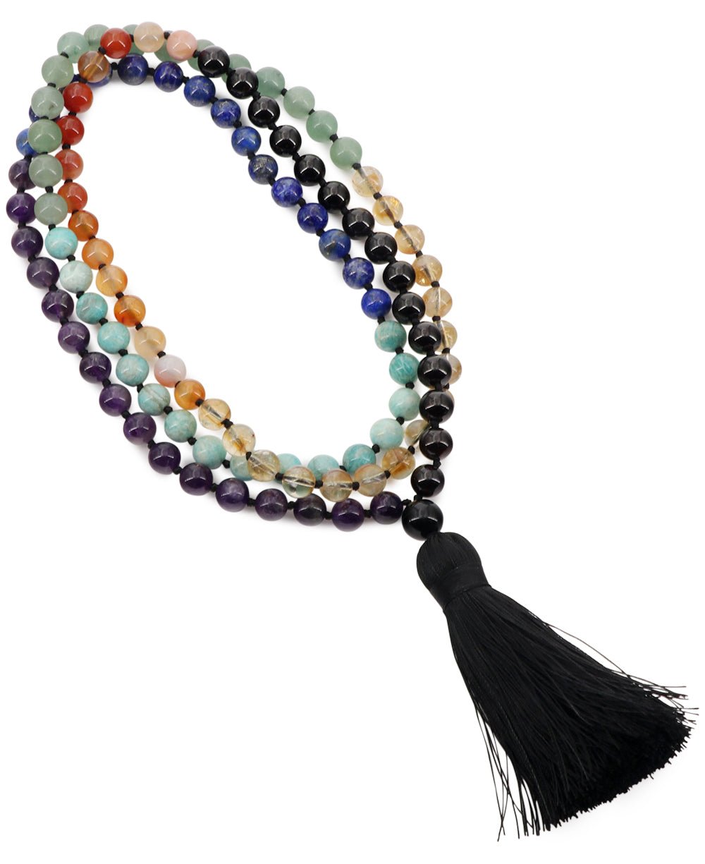 108 Knotted Gemstone Beads Chakra Meditation Mala、mySite、topwebapps