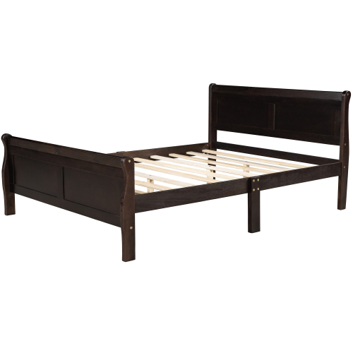 Wood Platform Bed Twin Bed Frame Mattress Foundation Sleigh Bed with Headboard/Footboard/Wood Slat Support、、casual