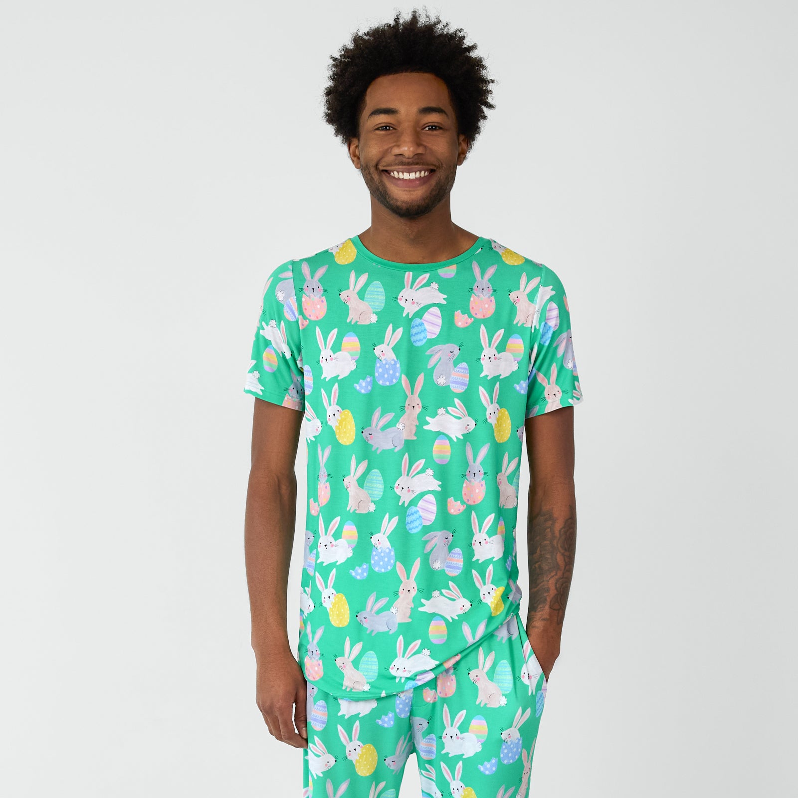 Green Hoppy Days Men's Short Sleeve Pajama Top、mySite、g9winljtr