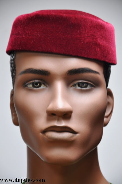 Burgundy African Velvet Awolowo Hat- Cap- Kufi-DPH525、mySite、solidvoid