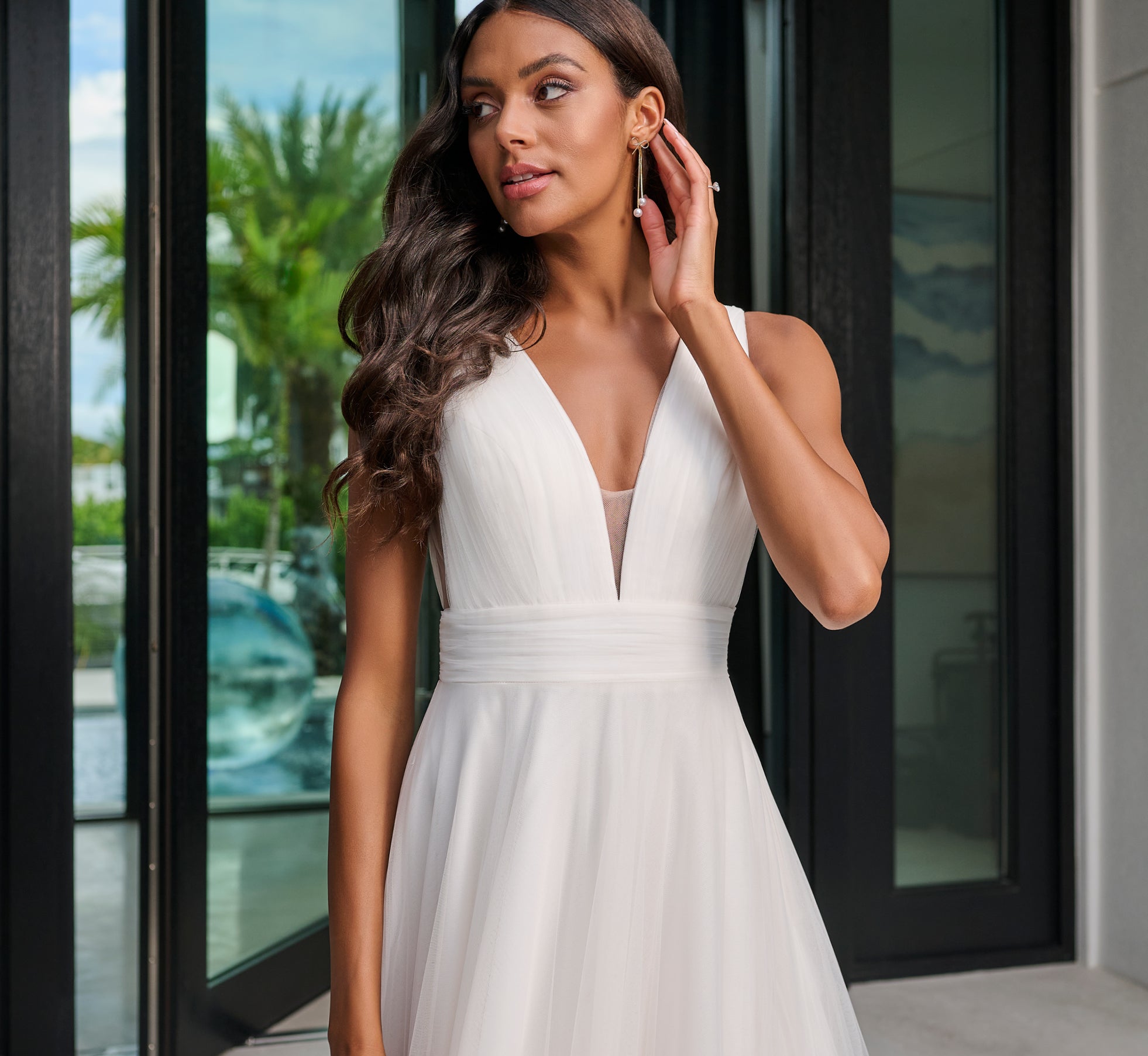 Ruffled Tulle A-Line in Ivory Blush Nude、mySite、solidvoid