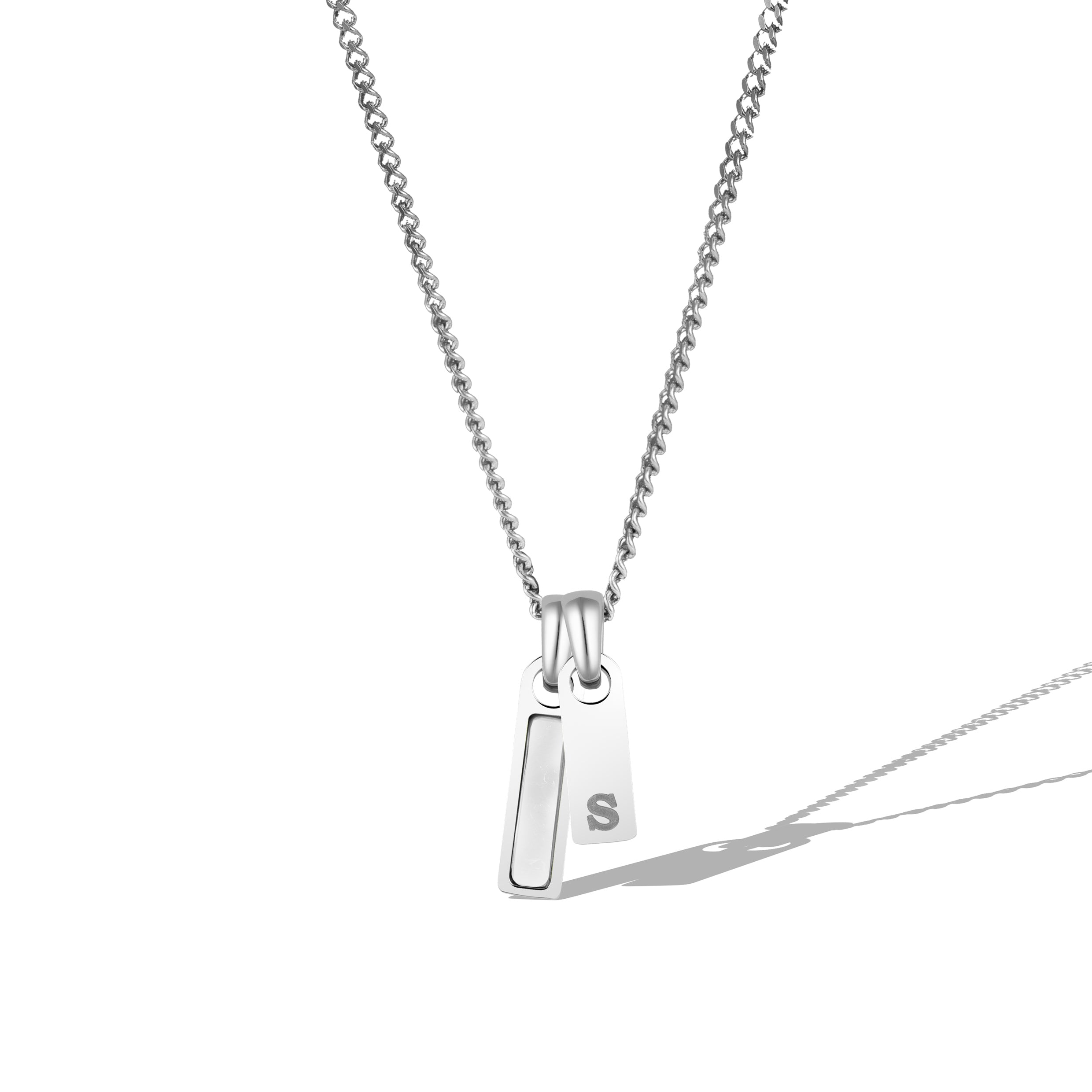 Birthstone & Initial Tag Necklace - Silver、mySite、botmansion