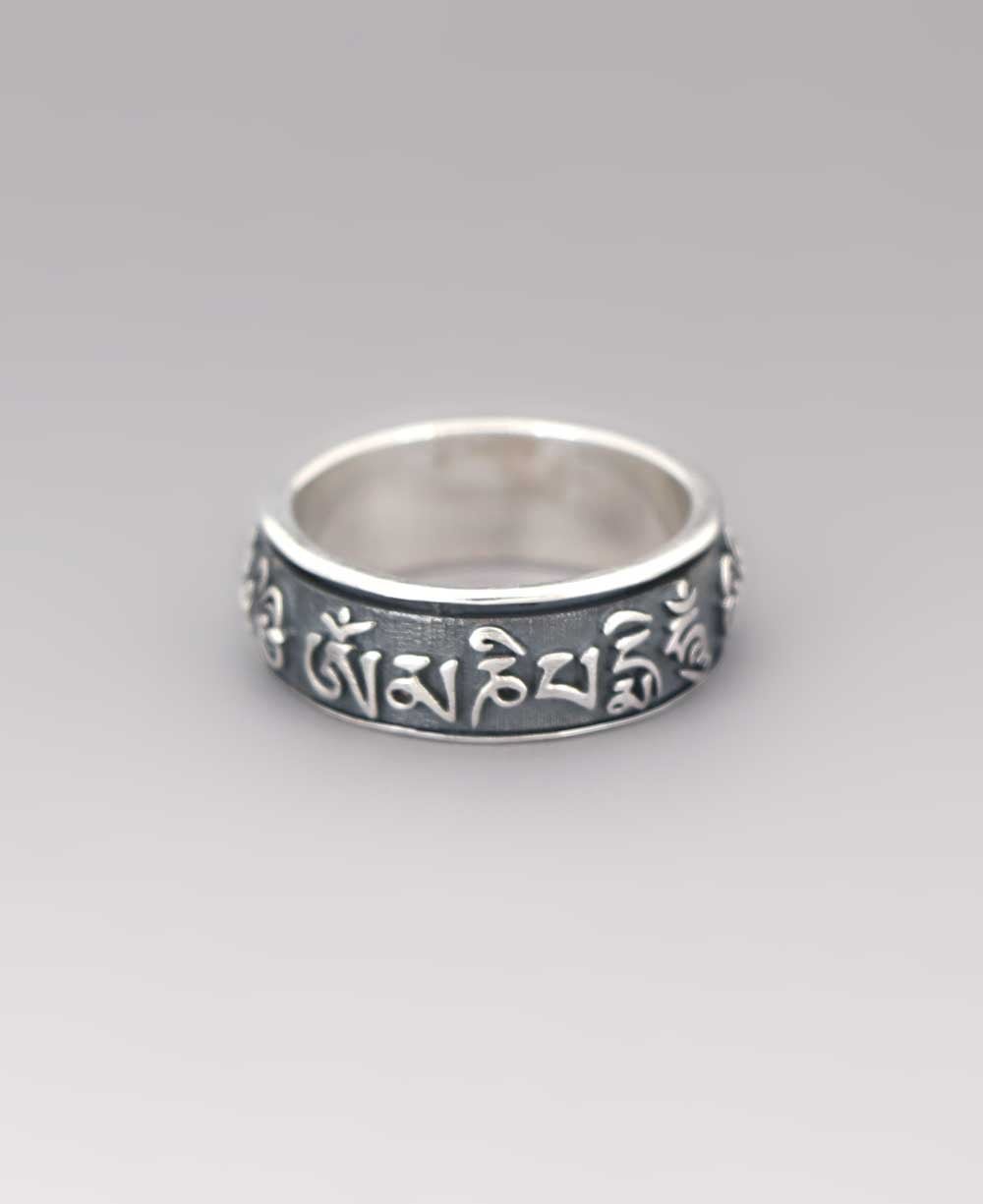 Om Mani Padme Hum Spinning Tibetan Mantra Meditation Ring For Men & Women、mySite、topwebapps