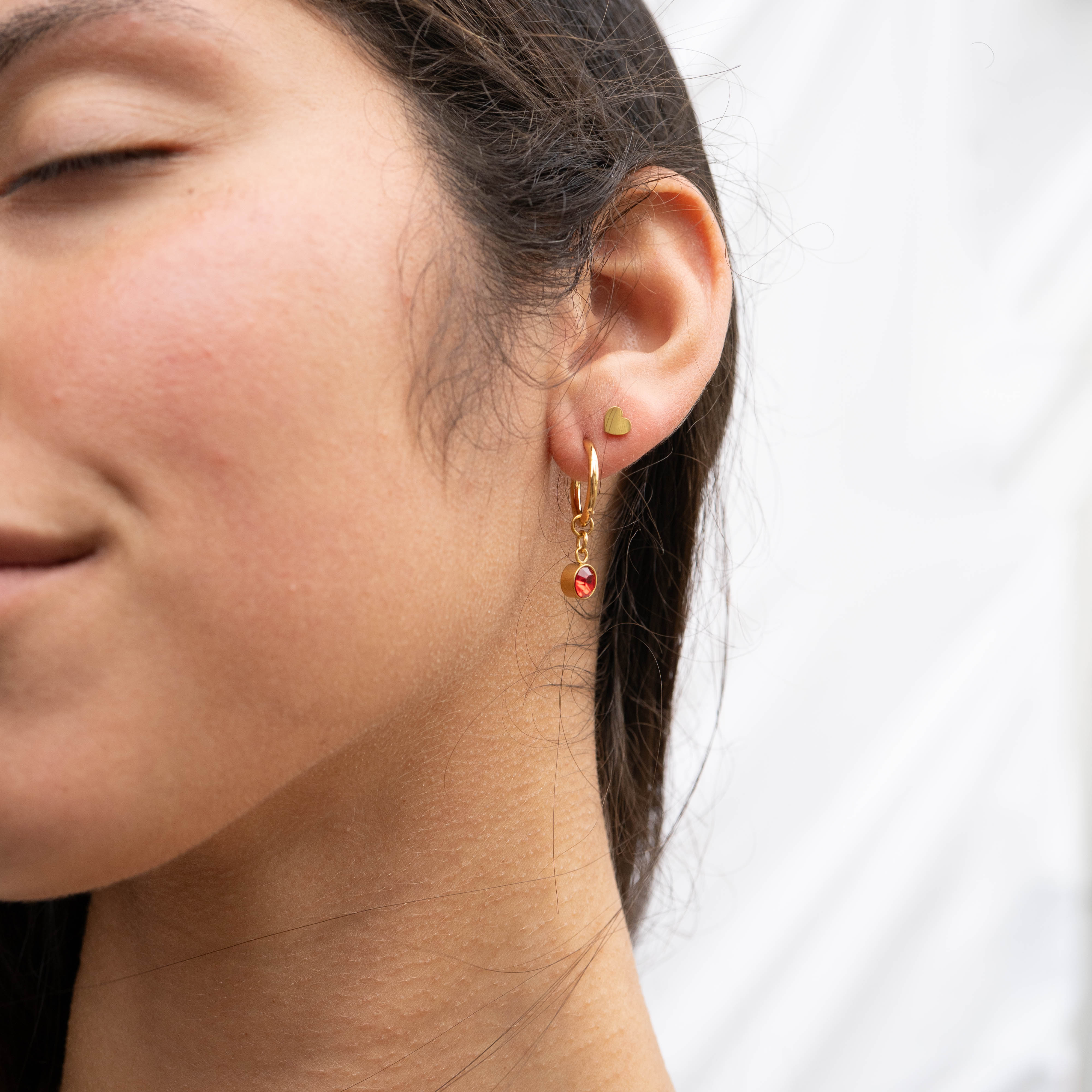 18K Gold PVD Birthstone Huggie Earrings / ERJ0074、mySite、dreamappss