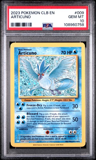 Articuno #9 PSA 10 Pokemon CLB Trading Card Game Classic 2023、mySite、waistdrama