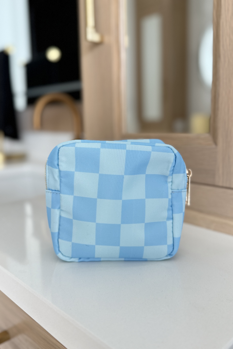 Blue Pop Checkered Pouch-Mini、mySite、hinf8tx79