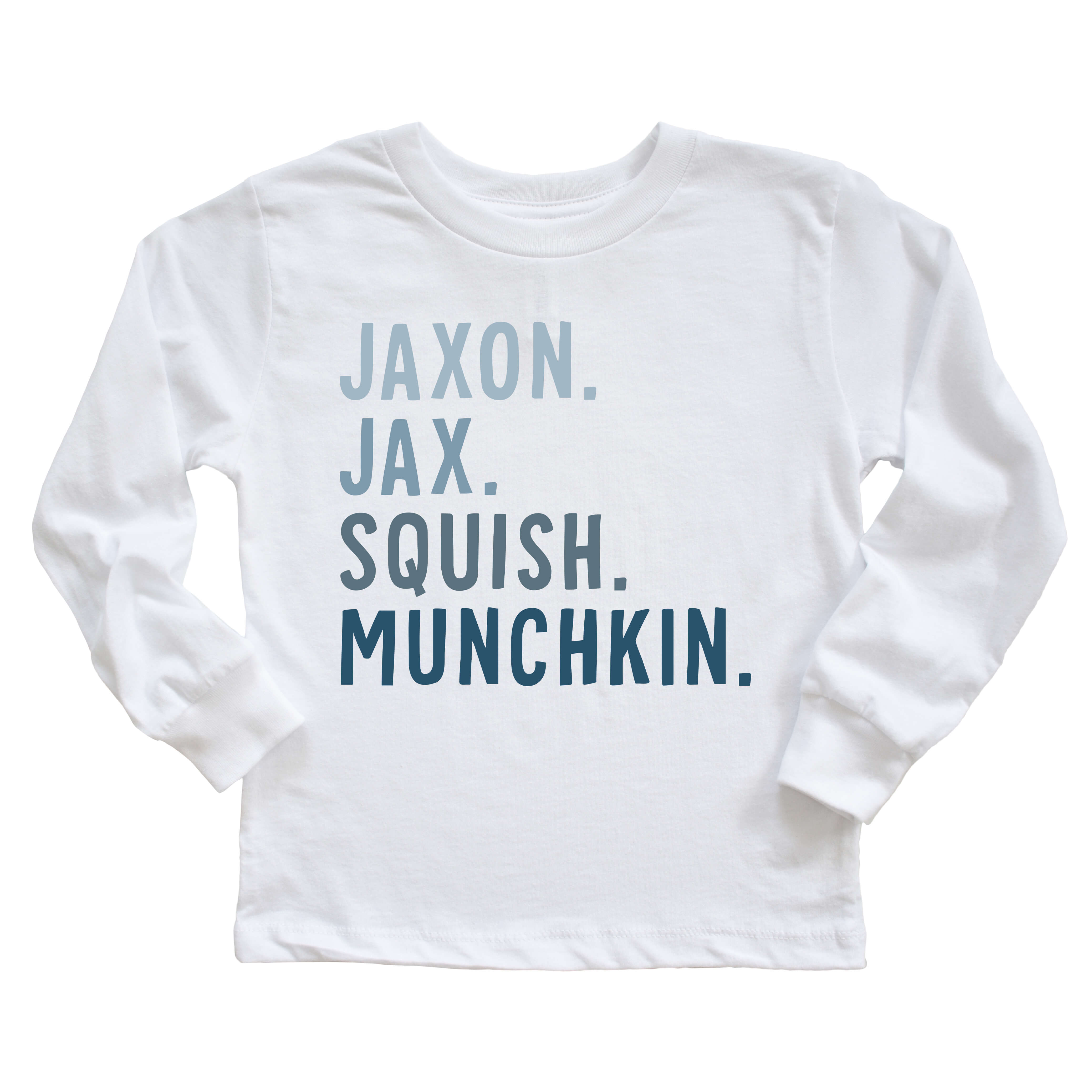 Personalized Blue Nickname Kids Graphic Long Sleeve | White、mySite、layawaytickets