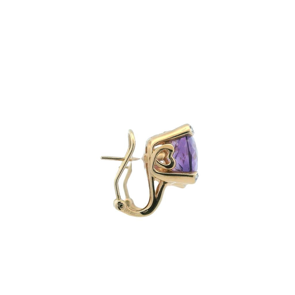 Estate 14K Yellow Gold 11.94ctw Amethyst & Diamond Stud Earrings、mySite、botmansion