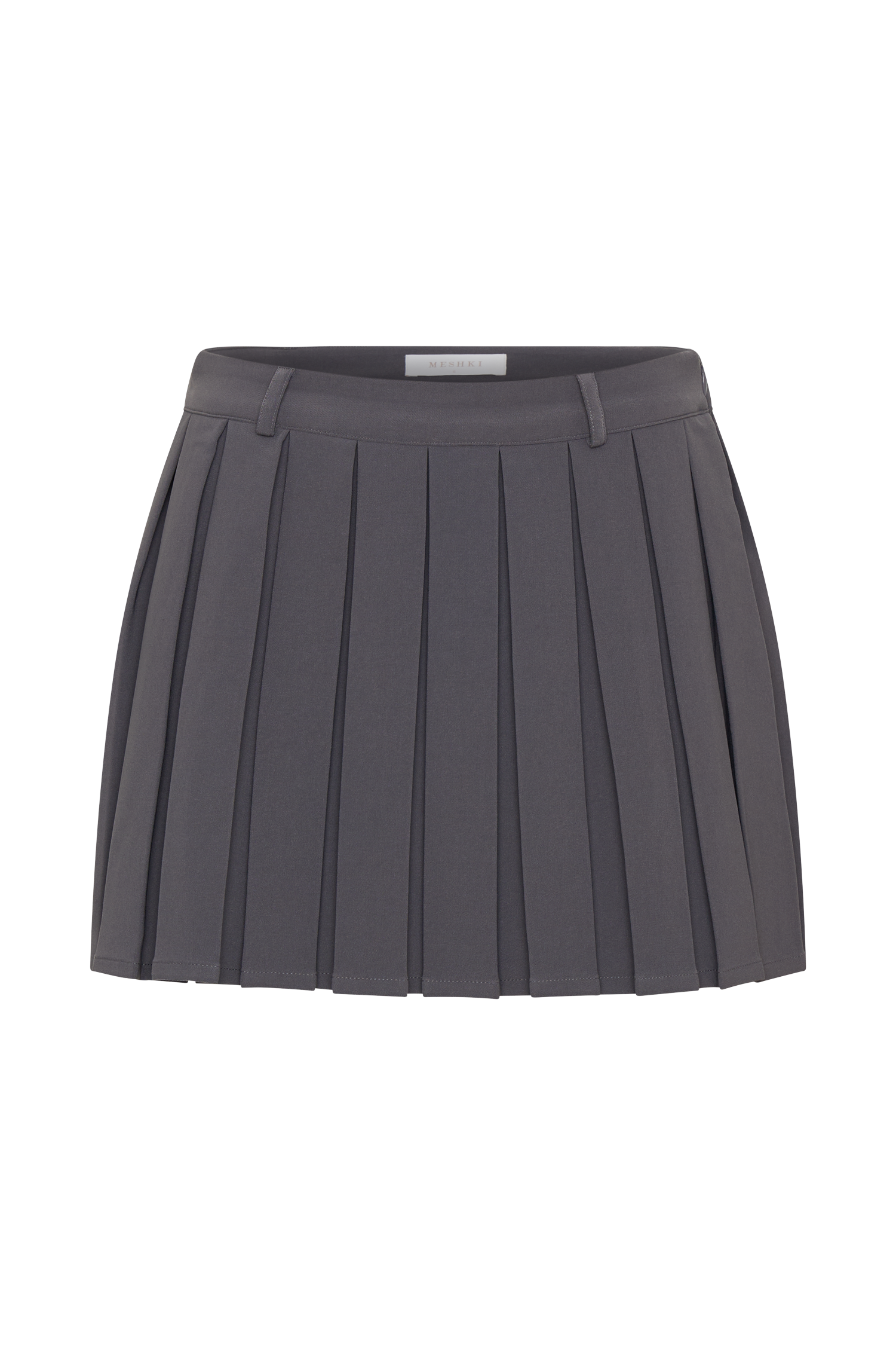 Mura Pleated Mini Skirt - Charcoal、mySite、solidvoid