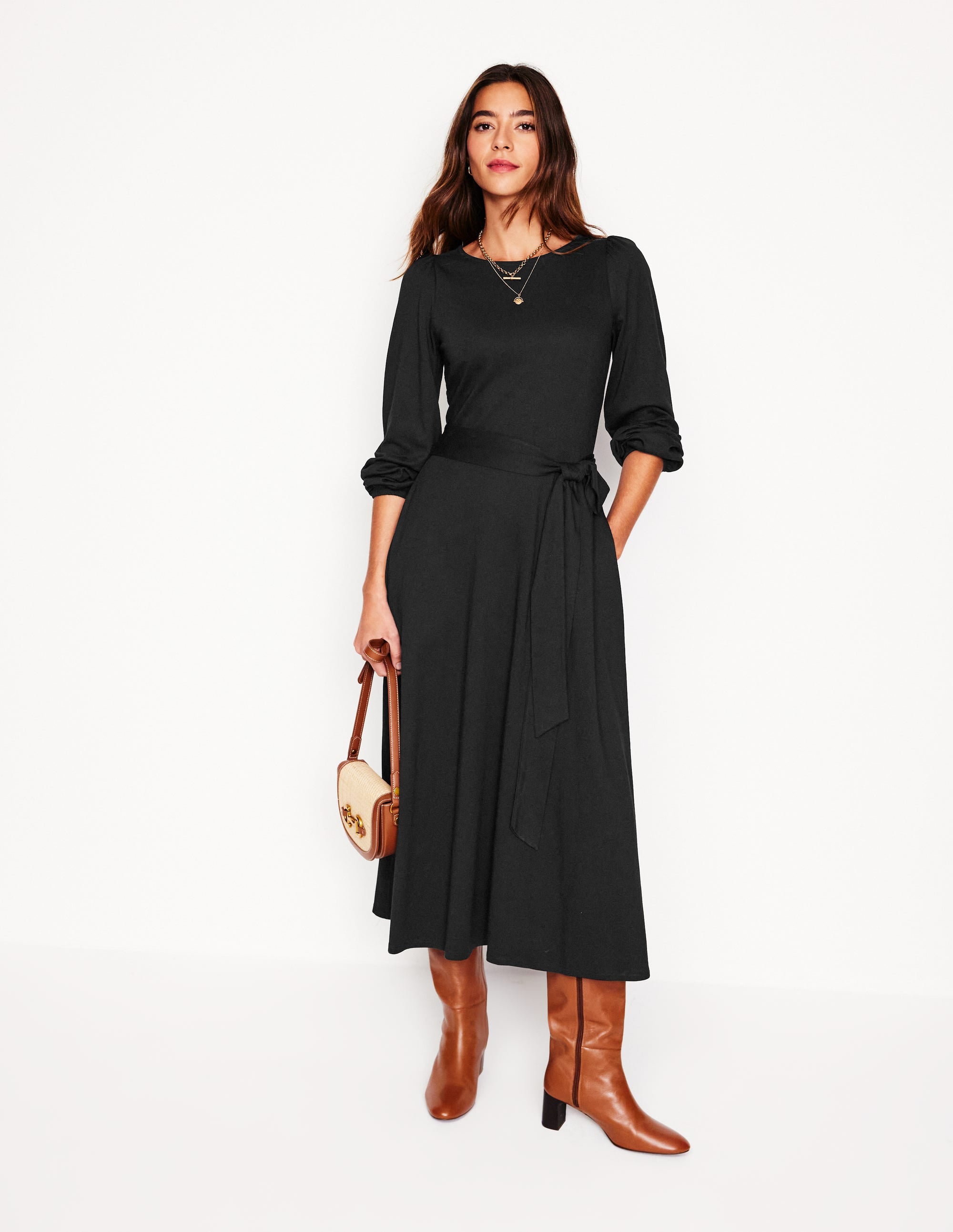  Leandra Jersey Midi Dress-Black、mySite、ashleygrahame