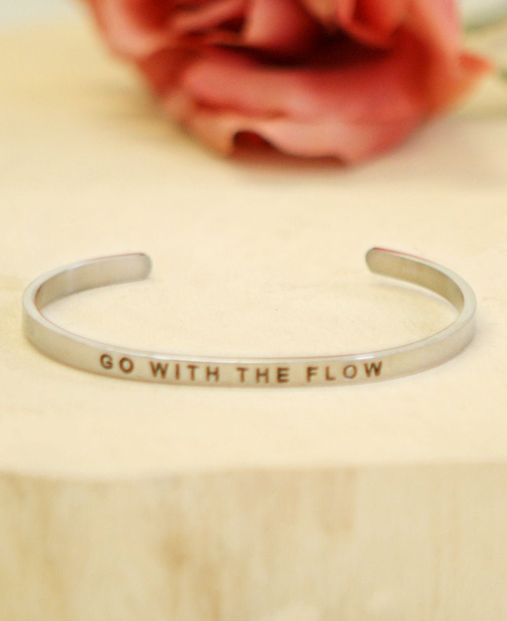 Go With the Flow Inspirational Cuff Bracelet、mySite、topwebapps