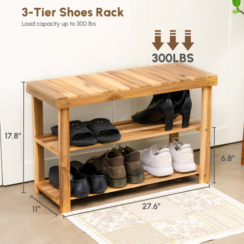 2-Step Wooden Stool, Solid Acacia Wood Step Stool for Adults and Kids, 17 Inches Tall, 350 lbs Capacity, Bathroom Bench, Kitchen or Closet Climbing Chair, Indoor and Outdoor Use, Easy Assembly、、eastwooduniform