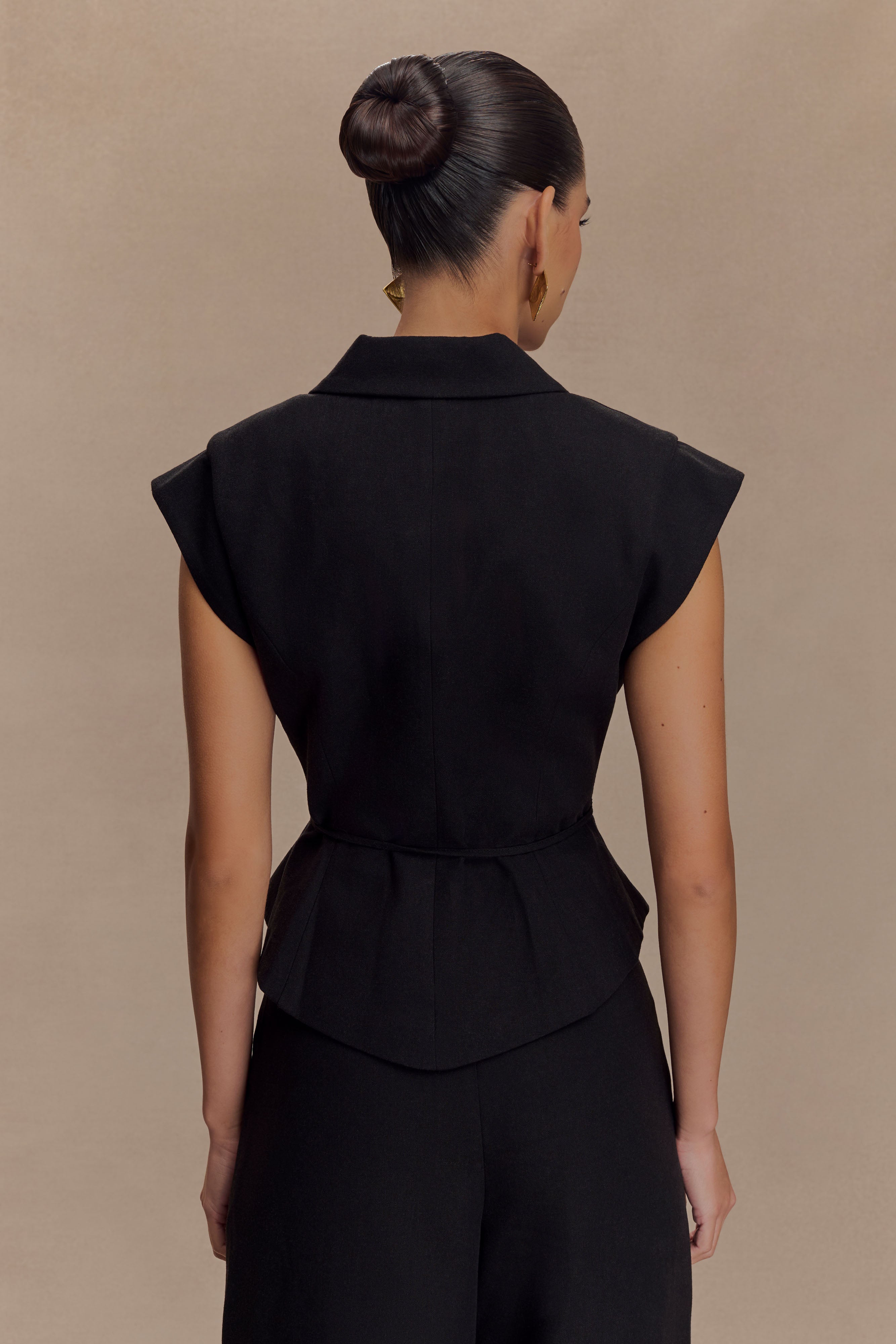 Andina Shortsleeve Linen Top - Black、mySite、solidvoid