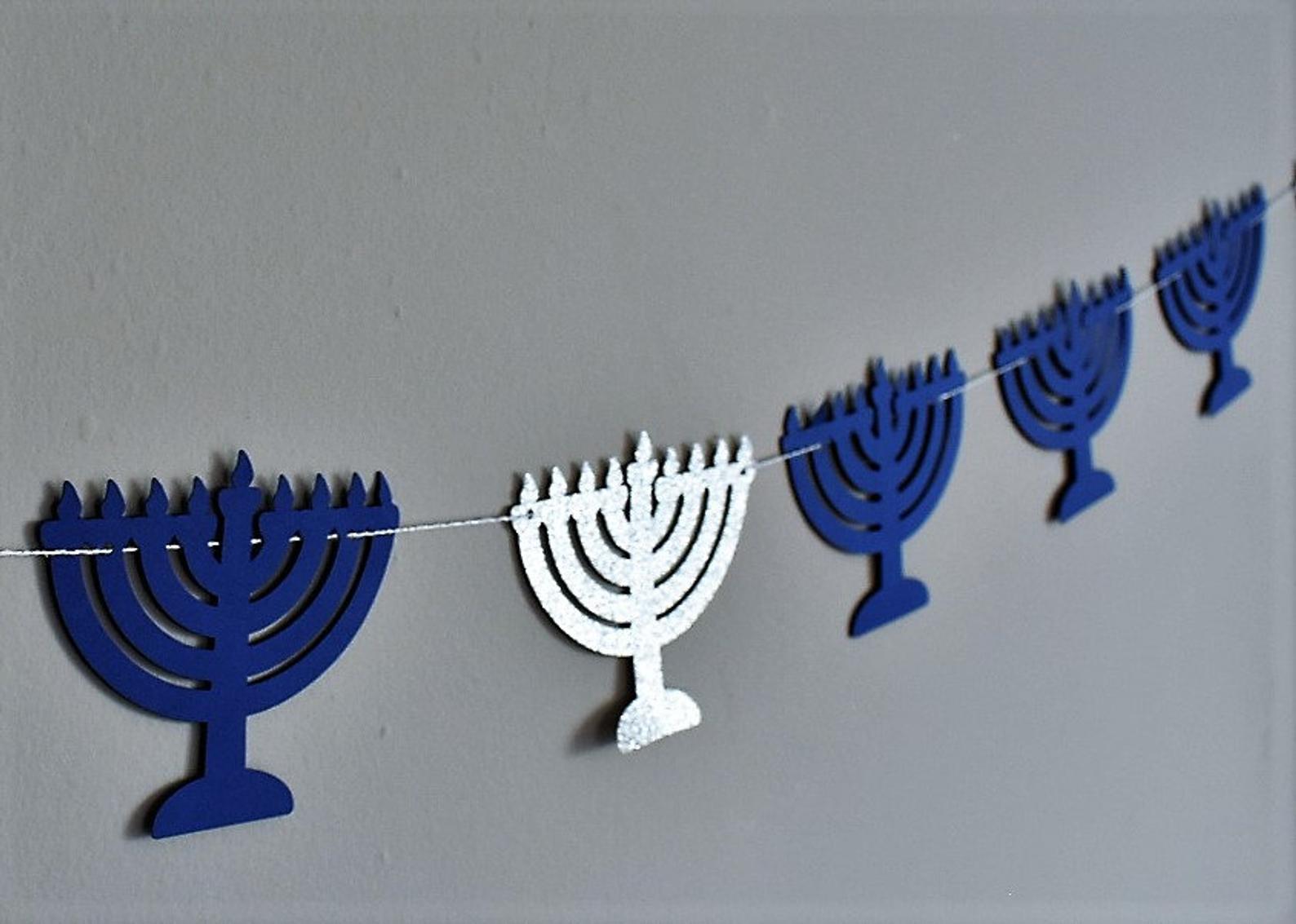 Menorah Garland - Blue and Silver Glitter、mySite、topwebapps