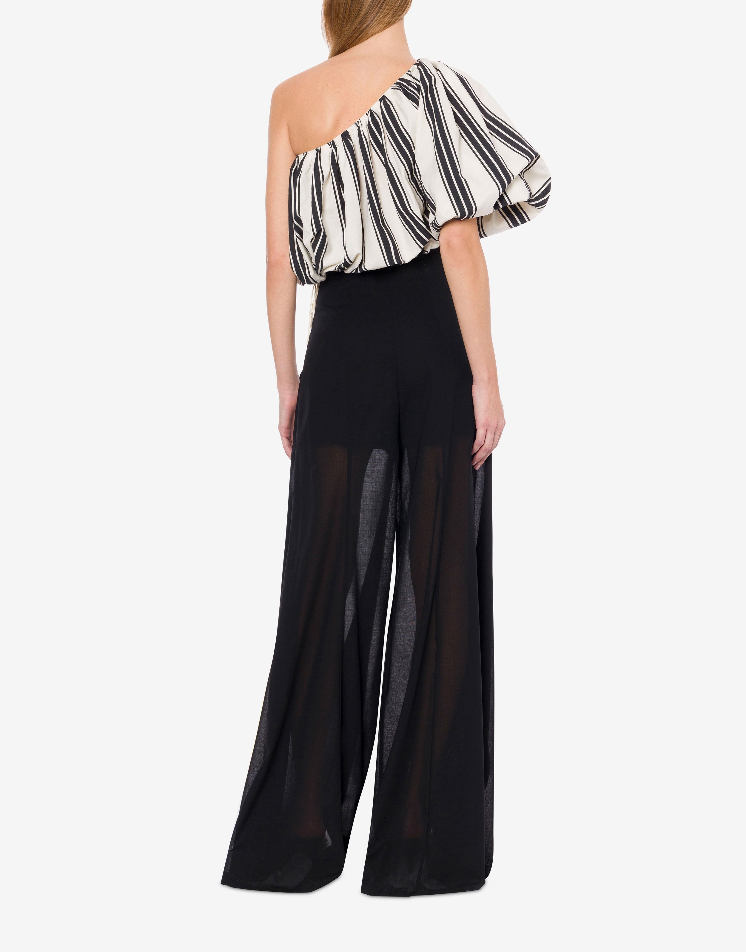 Blusa monospalla in cotone e nylon rigato、mySite、aoinhome