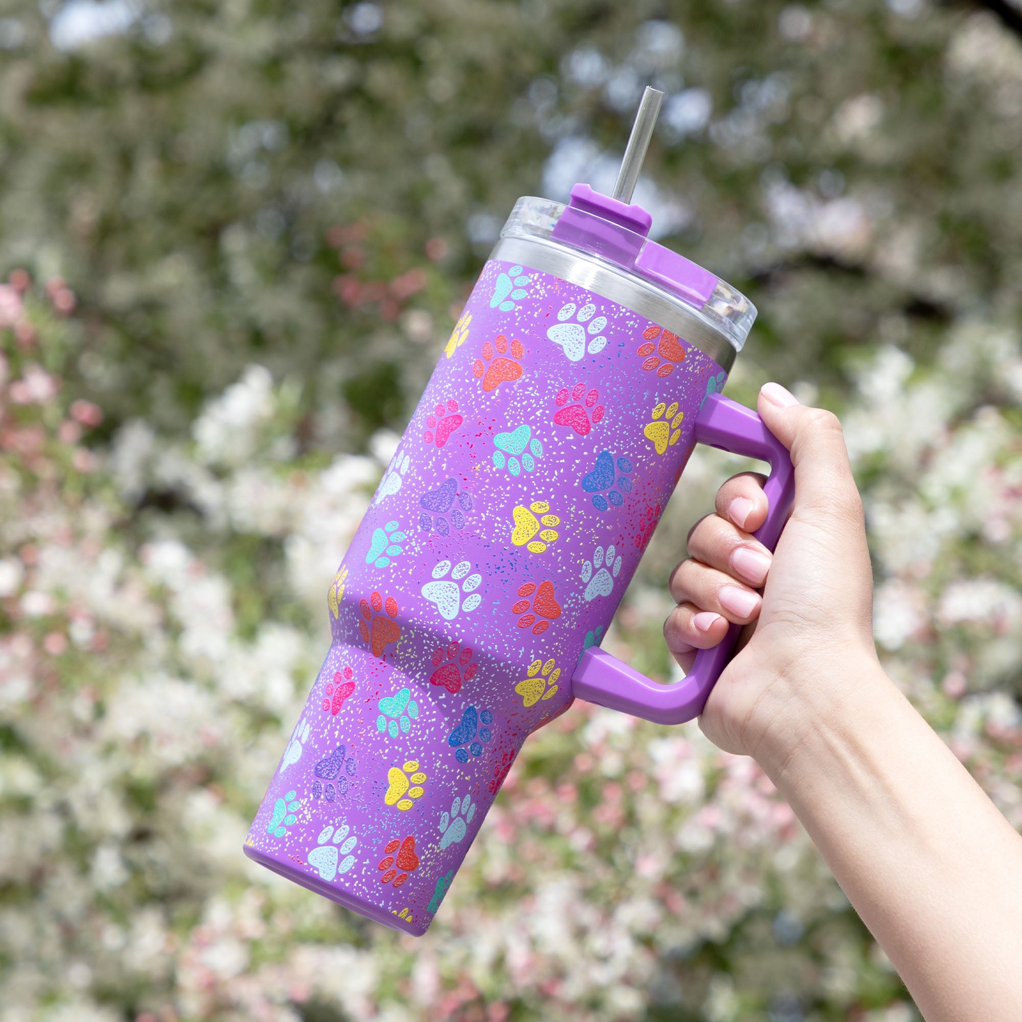 Paw Print Vacuum Sealed Stainless Steel Tumbler - 40 oz、mySite、camillekostekn