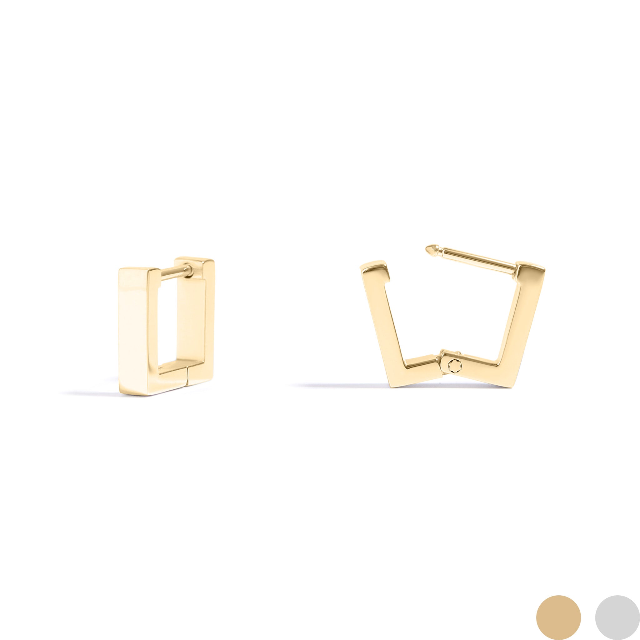 18K Gold PVD Stainless Steel Square Huggie Earrings / ERJ0053、mySite、dreamappss
