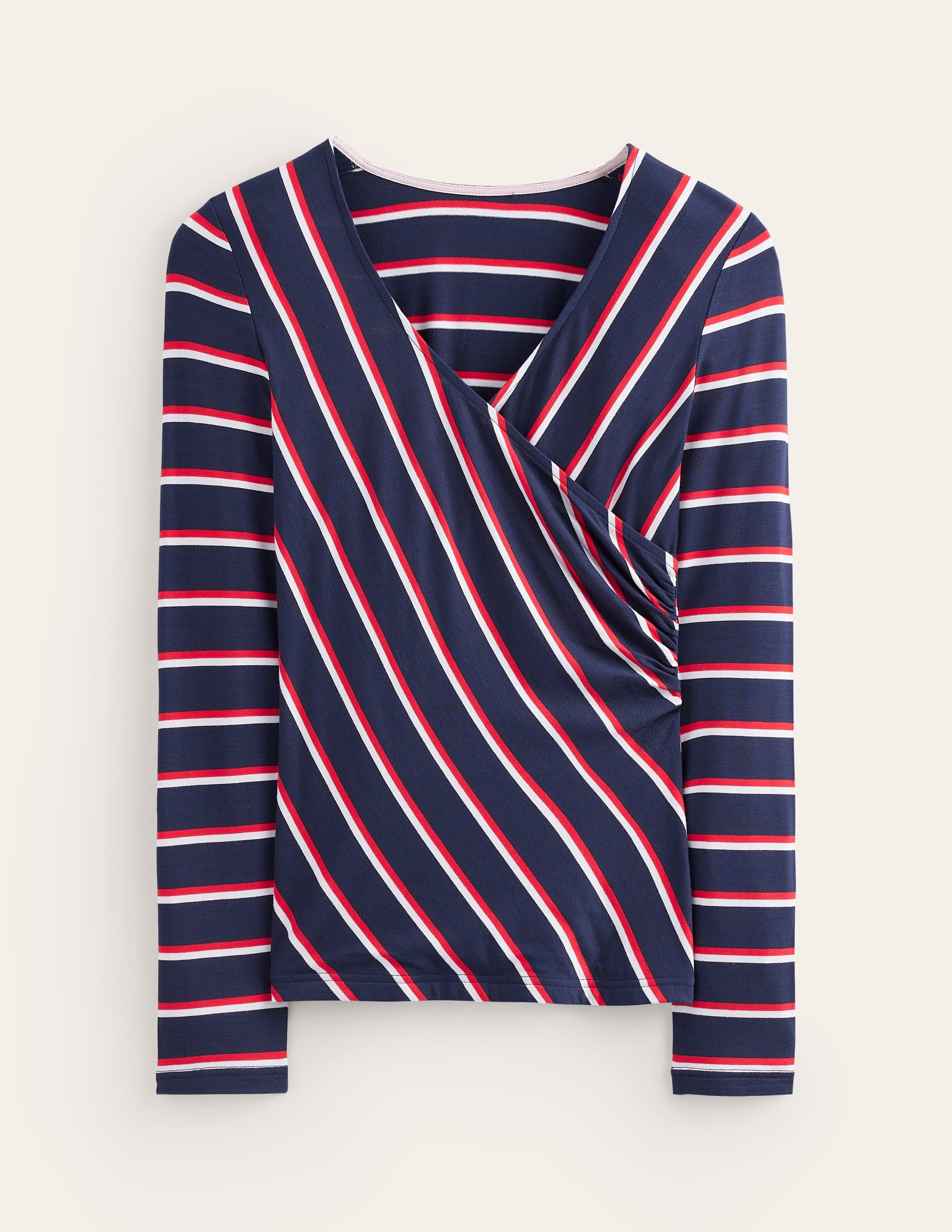  Long Sleeve Wrap Top-Navy Stripe、mySite、ashleygrahame