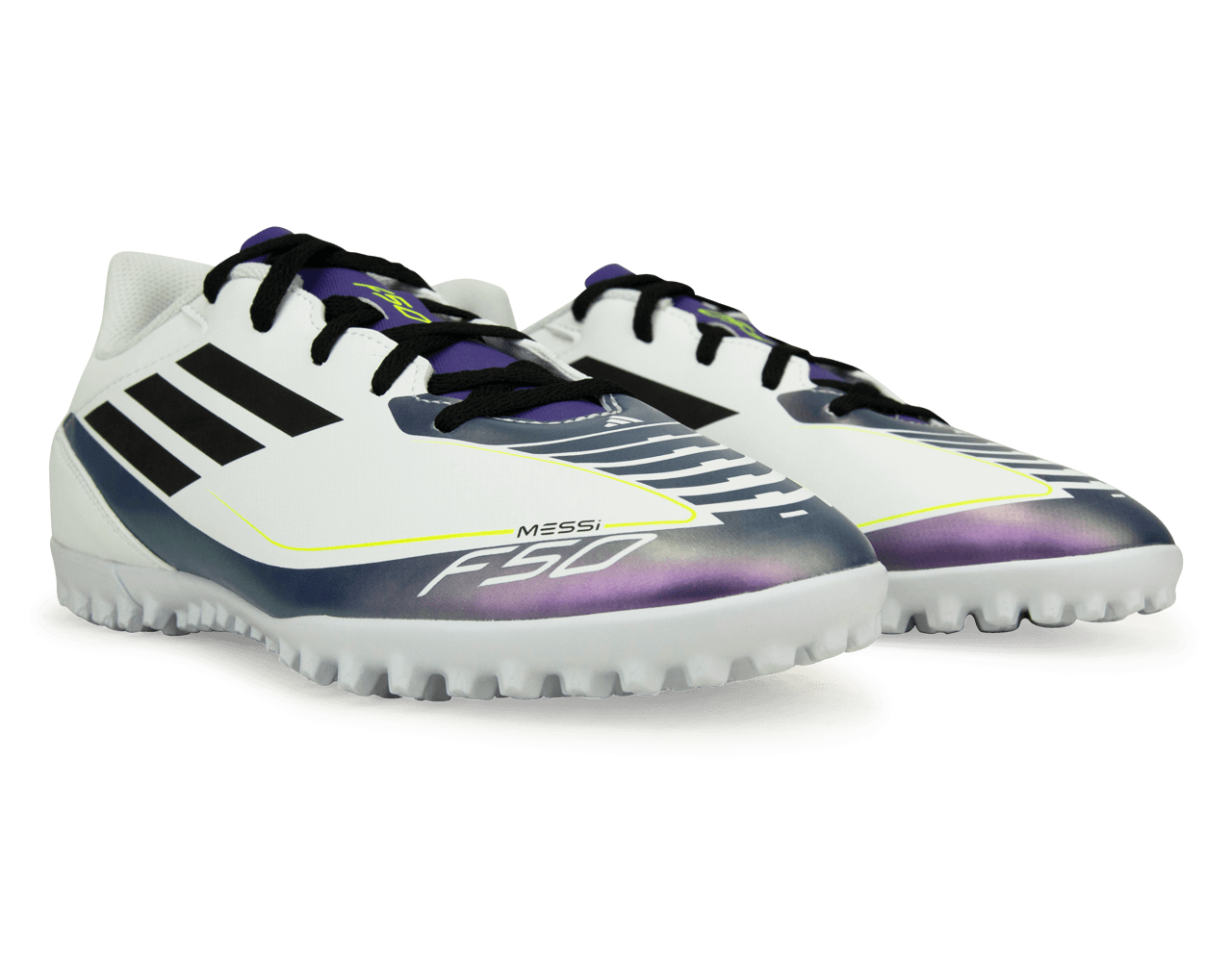 adidas Men's F50 Club Messi TF White/Black/Purple、mySite、bottomscart