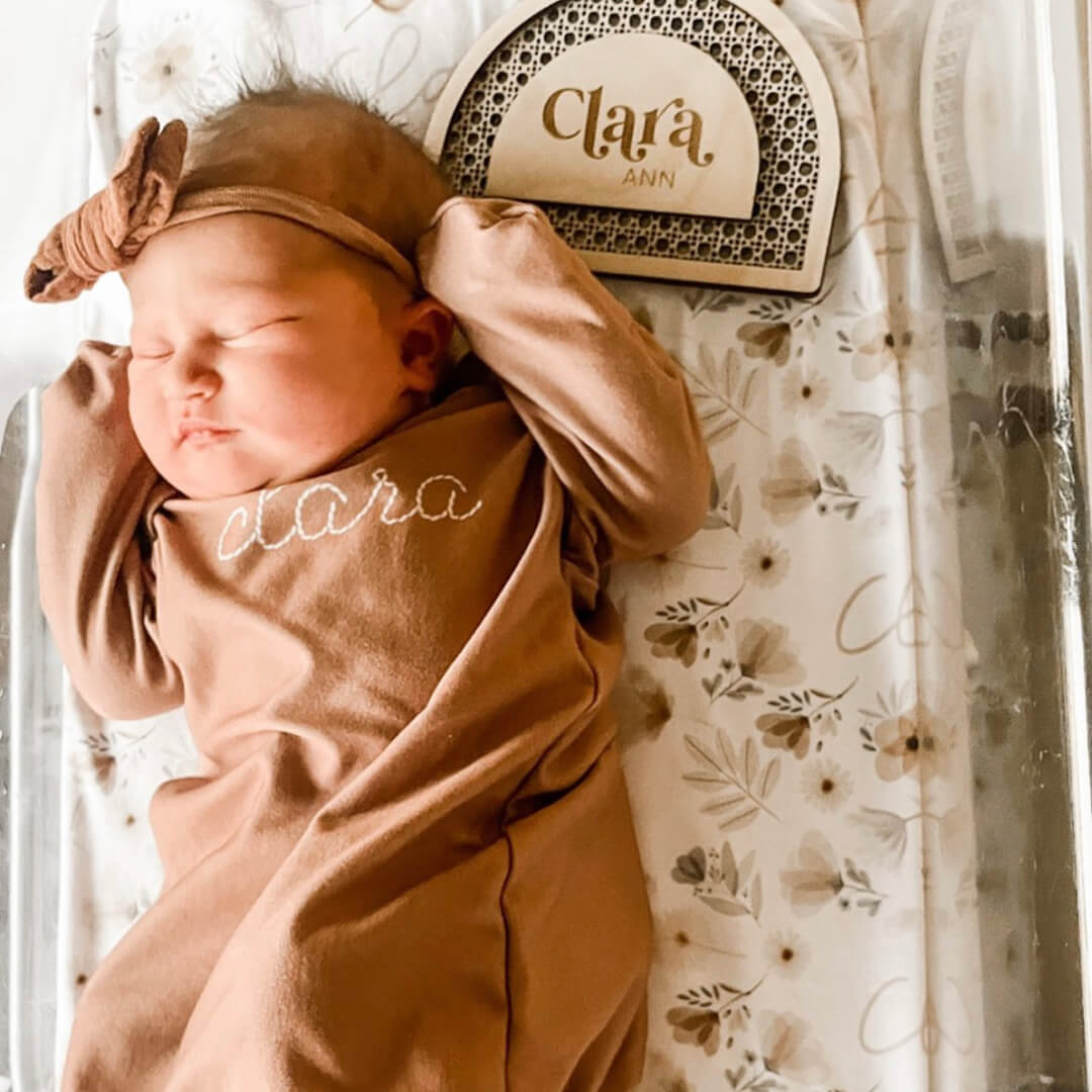  Personalized Stitched Newborn Baby Knot Gown | Warm Neutrals、mySite、layawaytickets