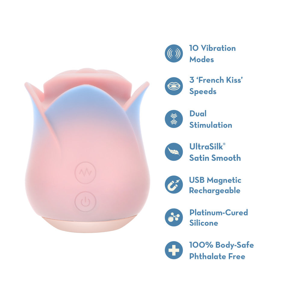 Blush Collection | Kissing Rose Silicone Floral Vibrator With ‘French Kiss’ Speeds – Magnetic USB Rechargeable – In Pink、mySite、bottomscart
