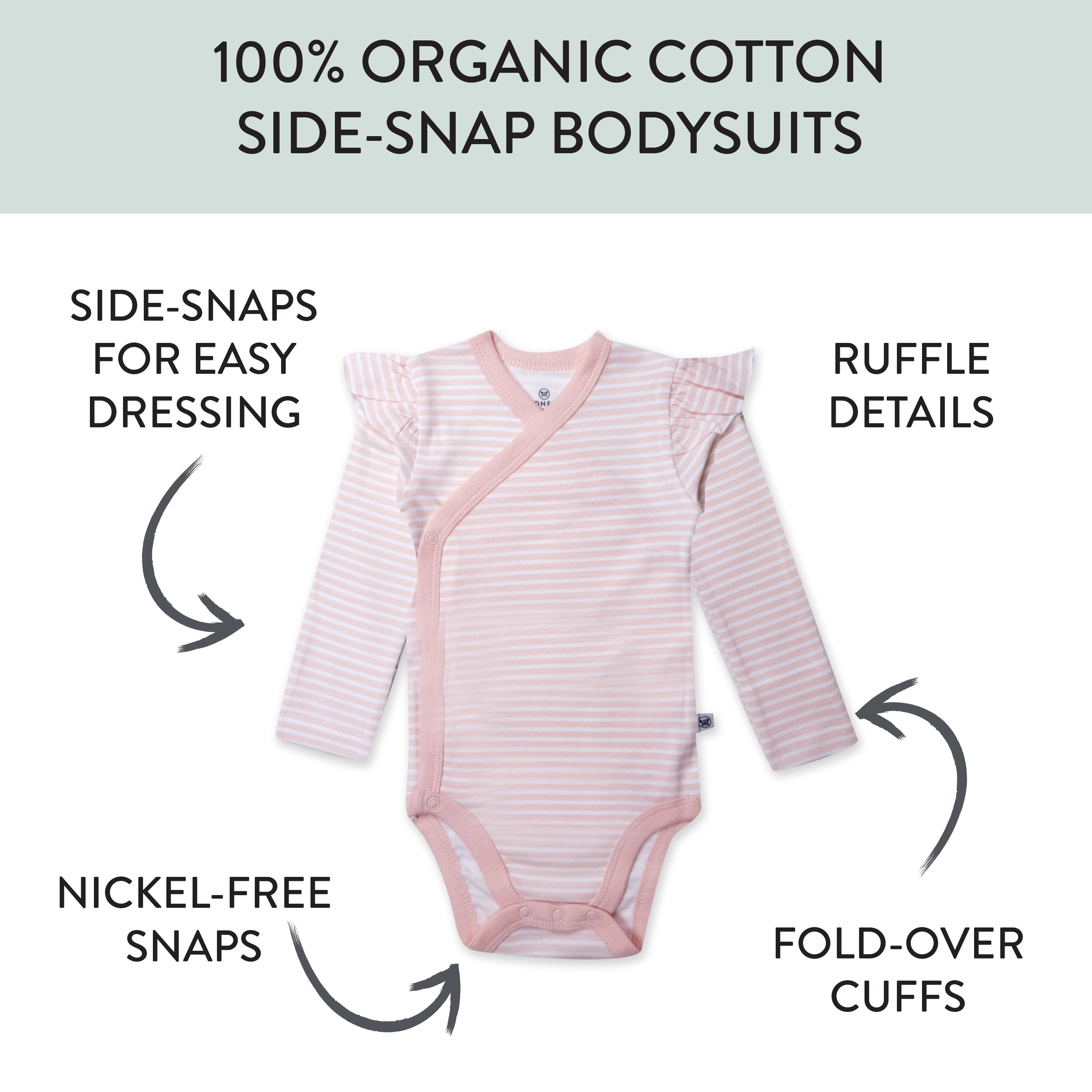  3-Pack Organic Cotton Long Sleeve Side-Snap Bodysuits、mySite、layawaytickets